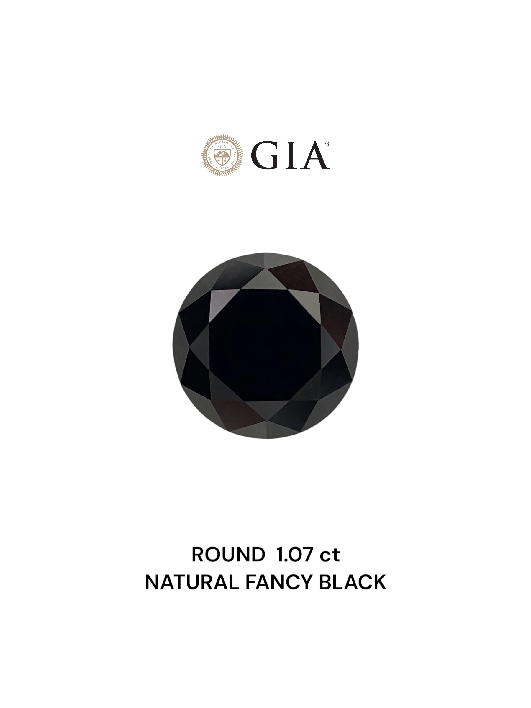 GIA 1.07 Carat Natural Fancy Black Round Diamond SE-8882GN