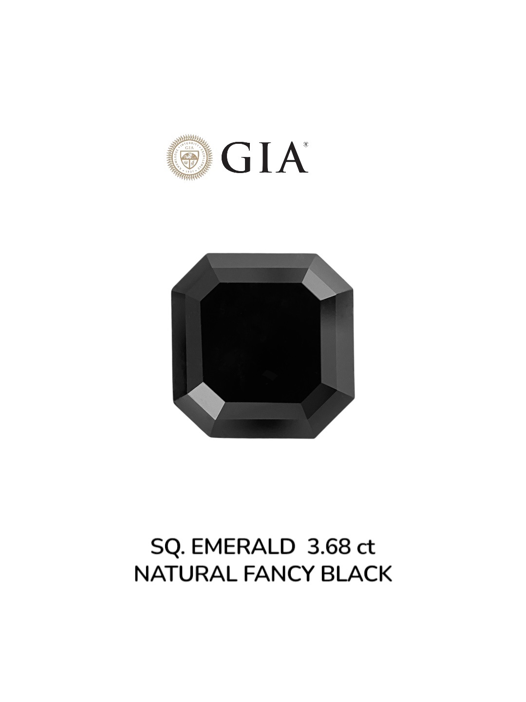 GIA 3.68 Carat Natural Fancy Black Sq emerald Diamond SE-8886GN