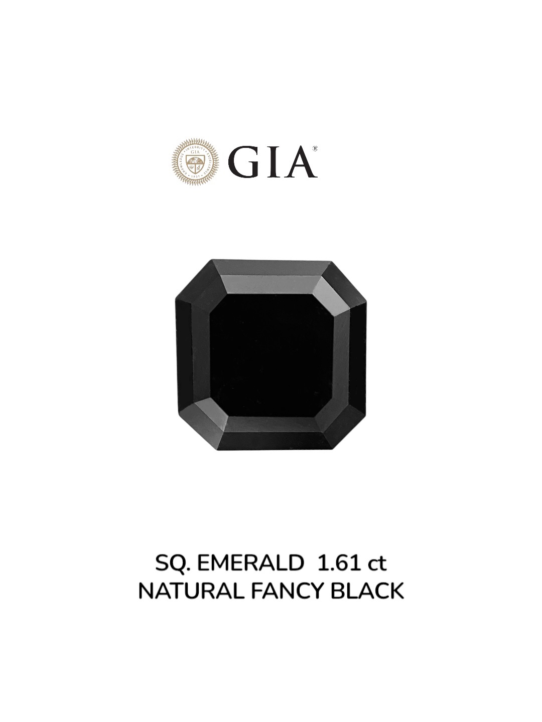GIA 1.61 Carat Natural Fancy Black Sq emerald Diamond SE-8891GN