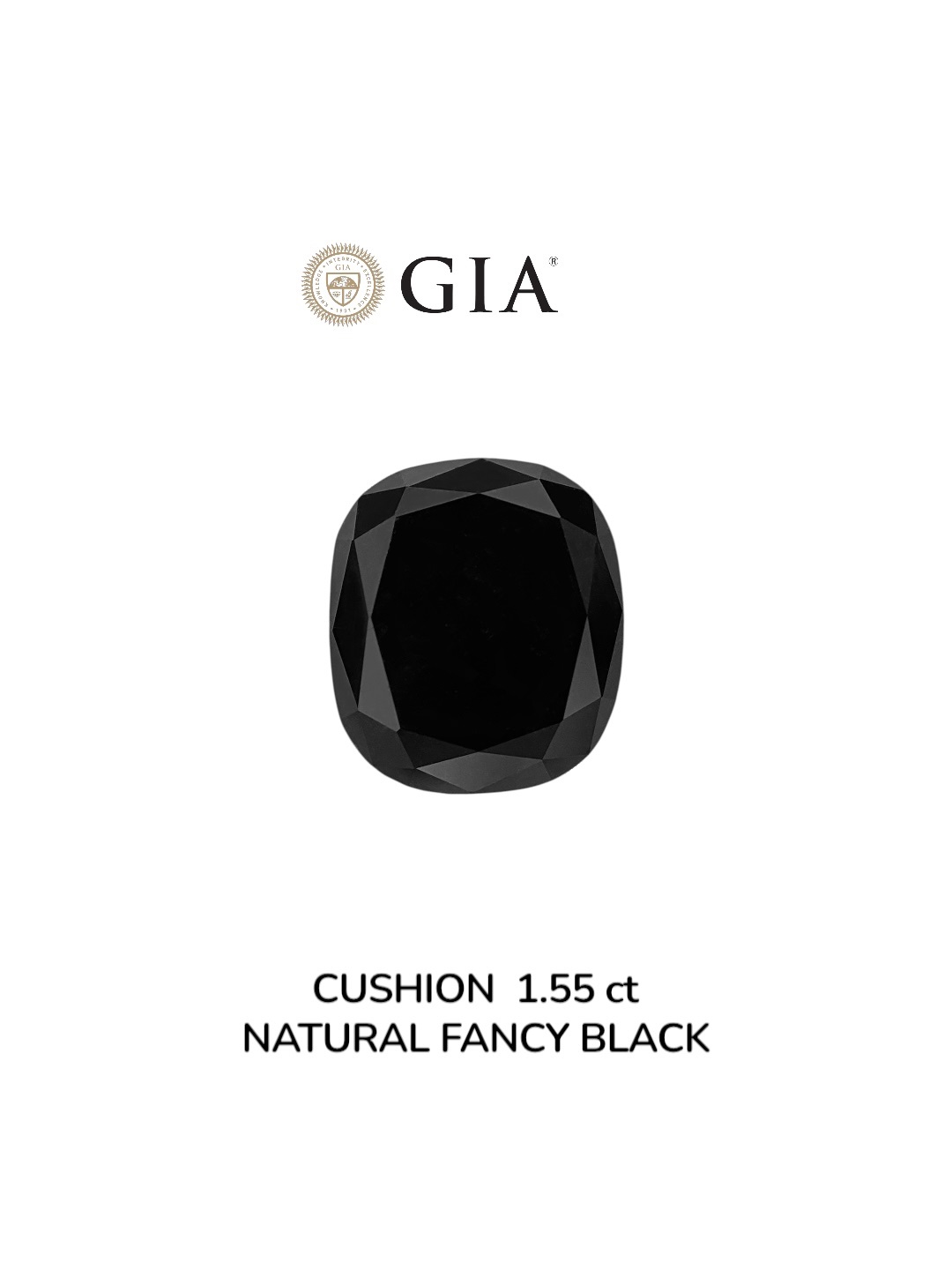 GIA 1.55 Carat Natural Fancy Black Cushion Diamond SE-8900GN
