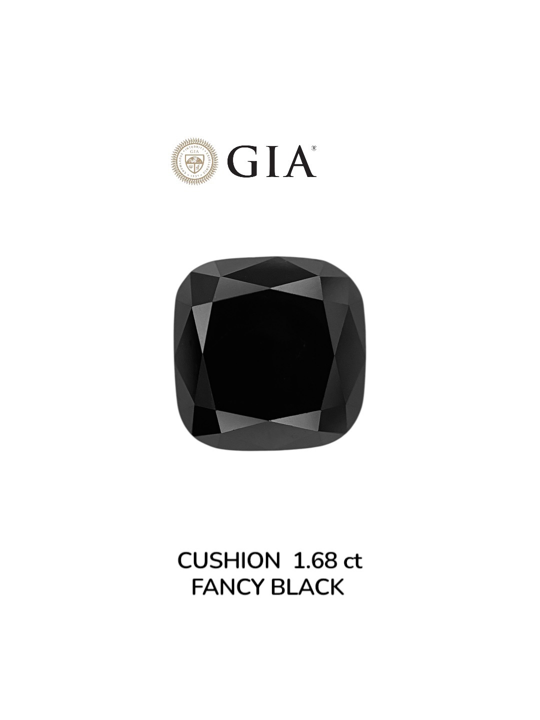 GIA 1.68 Carat Natural Fancy Black Cushion Diamond SE-8901GT