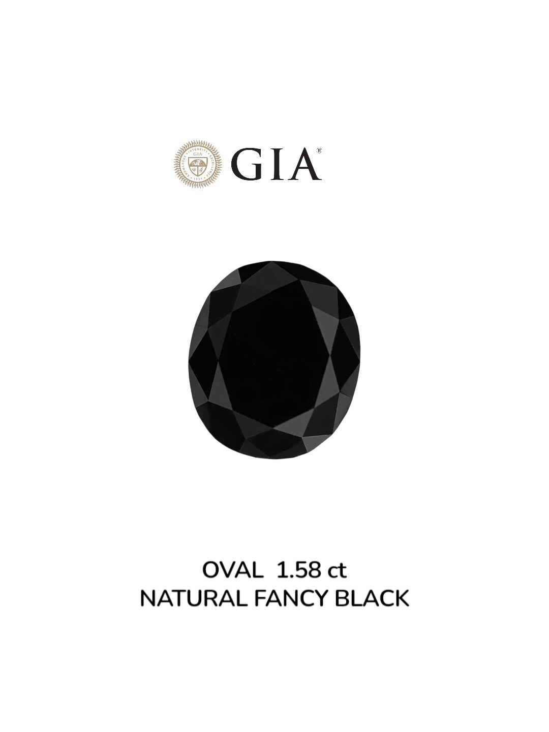 GIA 1.58 Carat Natural Fancy Black Oval Diamond SE-8907GN