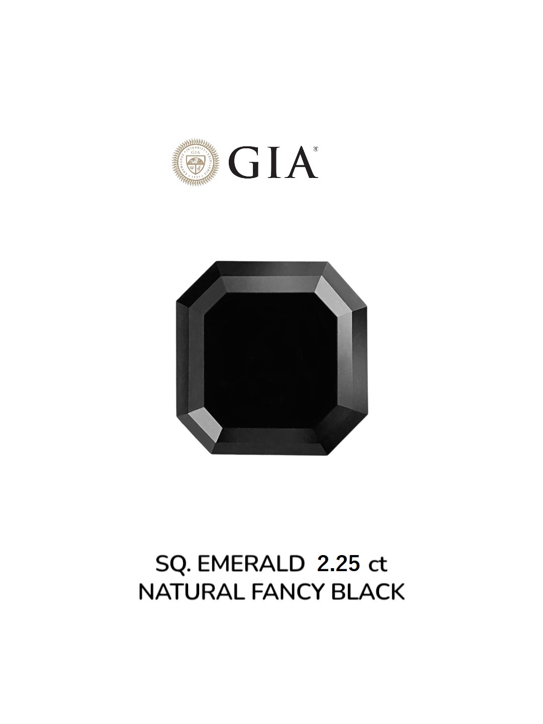 GIA 2.25 Carat Natural Fancy Black Sq emerald Diamond SE-8914GN