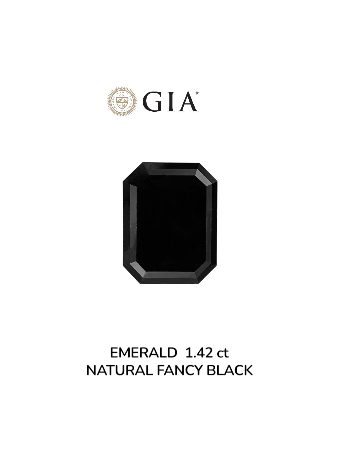 GIA 1.42 Carat Natural Fancy Black Emerald Diamond SE-8915GN