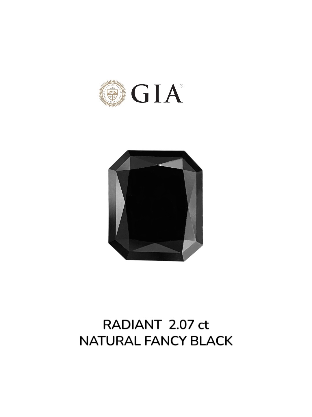 GIA 2.07 Carat Natural Fancy Black Radiant Diamond SE-8919GN