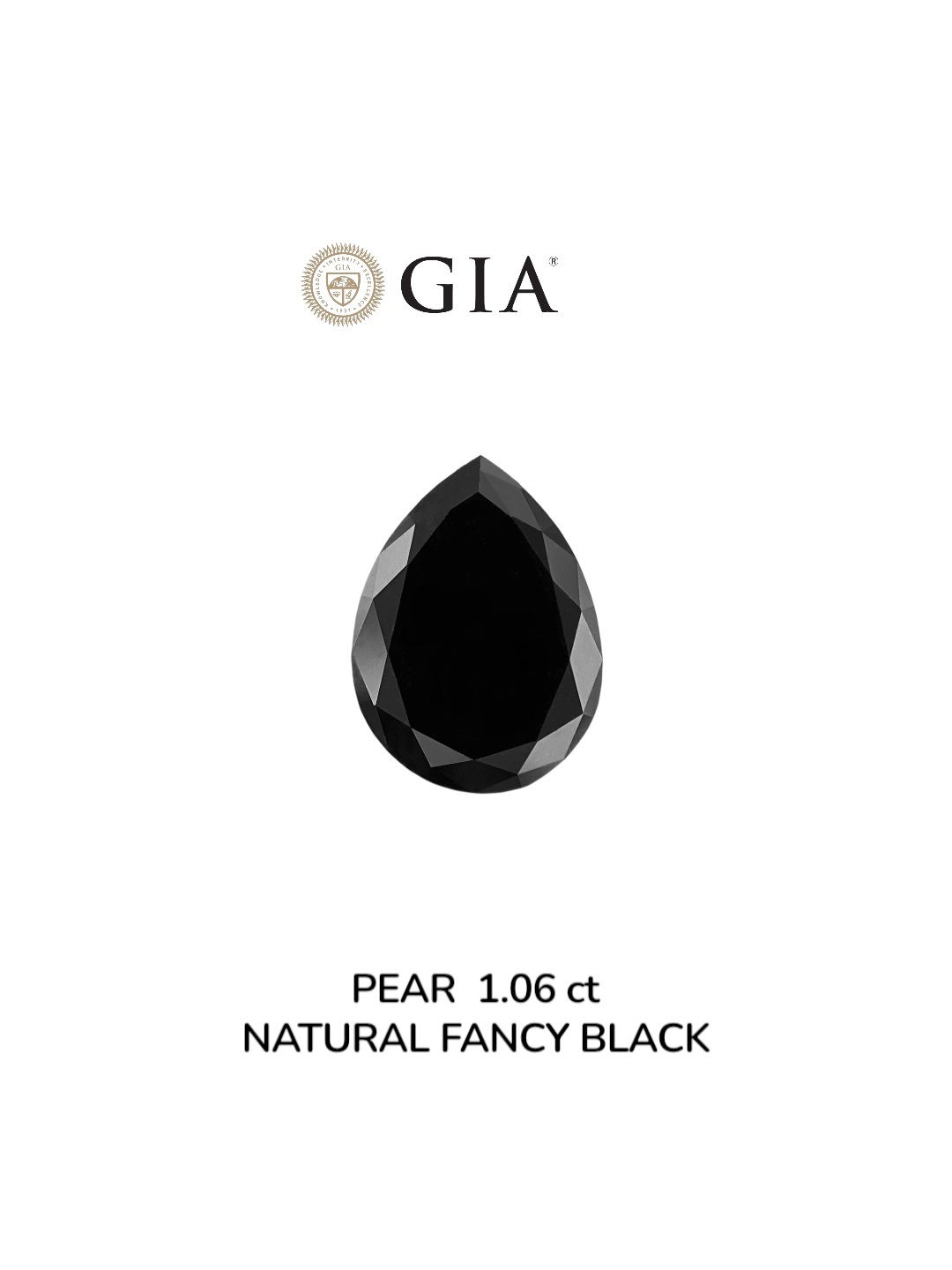 GIA 1.06 Carat Natural Fancy Black Pear Diamond SE-8920GN