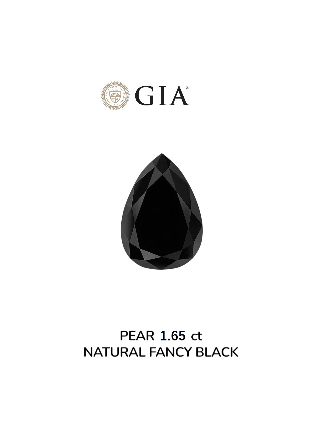 GIA 1.65 Carat Natural Fancy Black Pear Diamond SE-8924GN