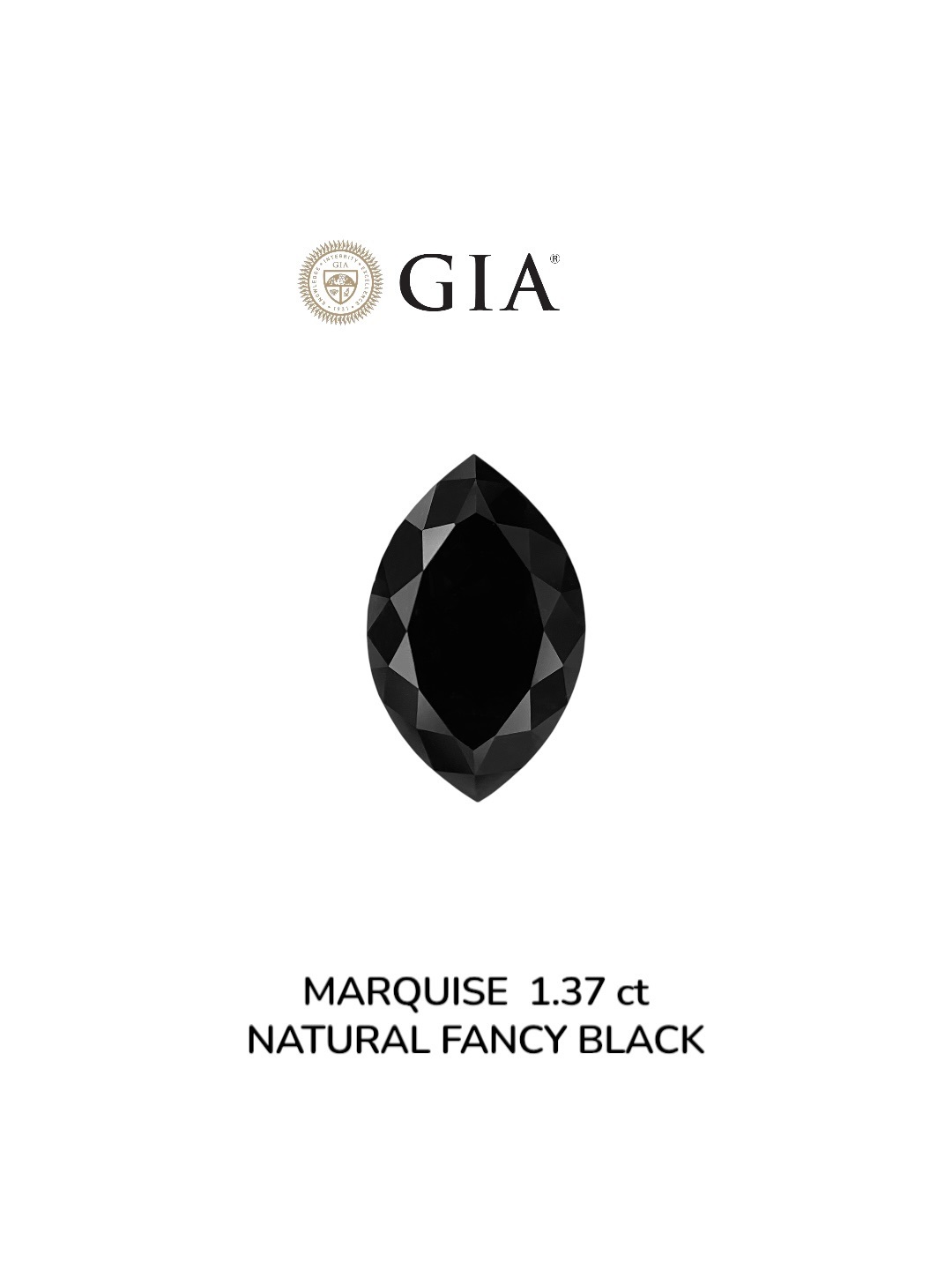 GIA 1.37 Carat Natural Fancy Black Marquise Diamond SE-8926GN