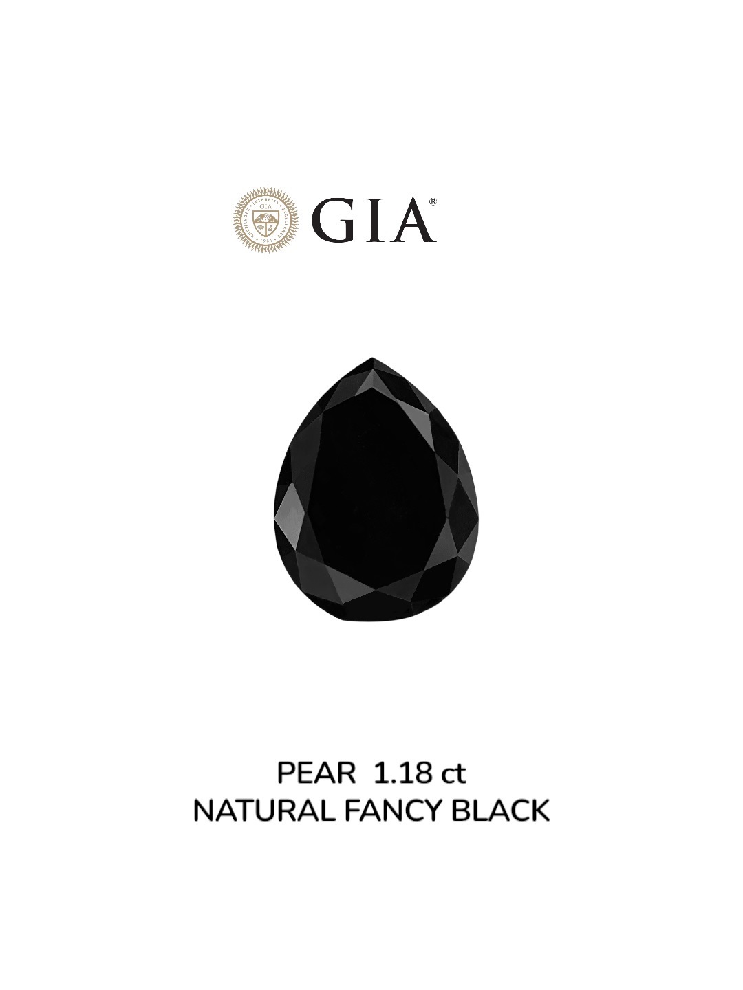 GIA 1.18 Carat Natural Fancy Black Pear Diamond SE-8933GN