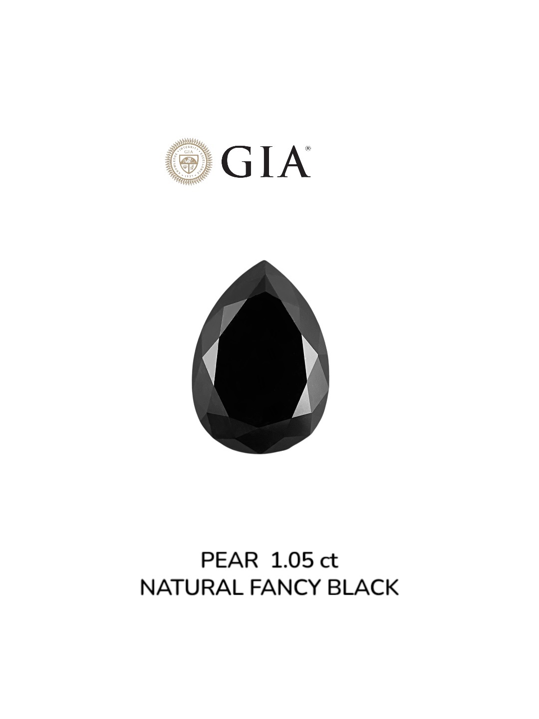 GIA 1.05 Carat Natural Fancy Black Pear Diamond SE-8945GN