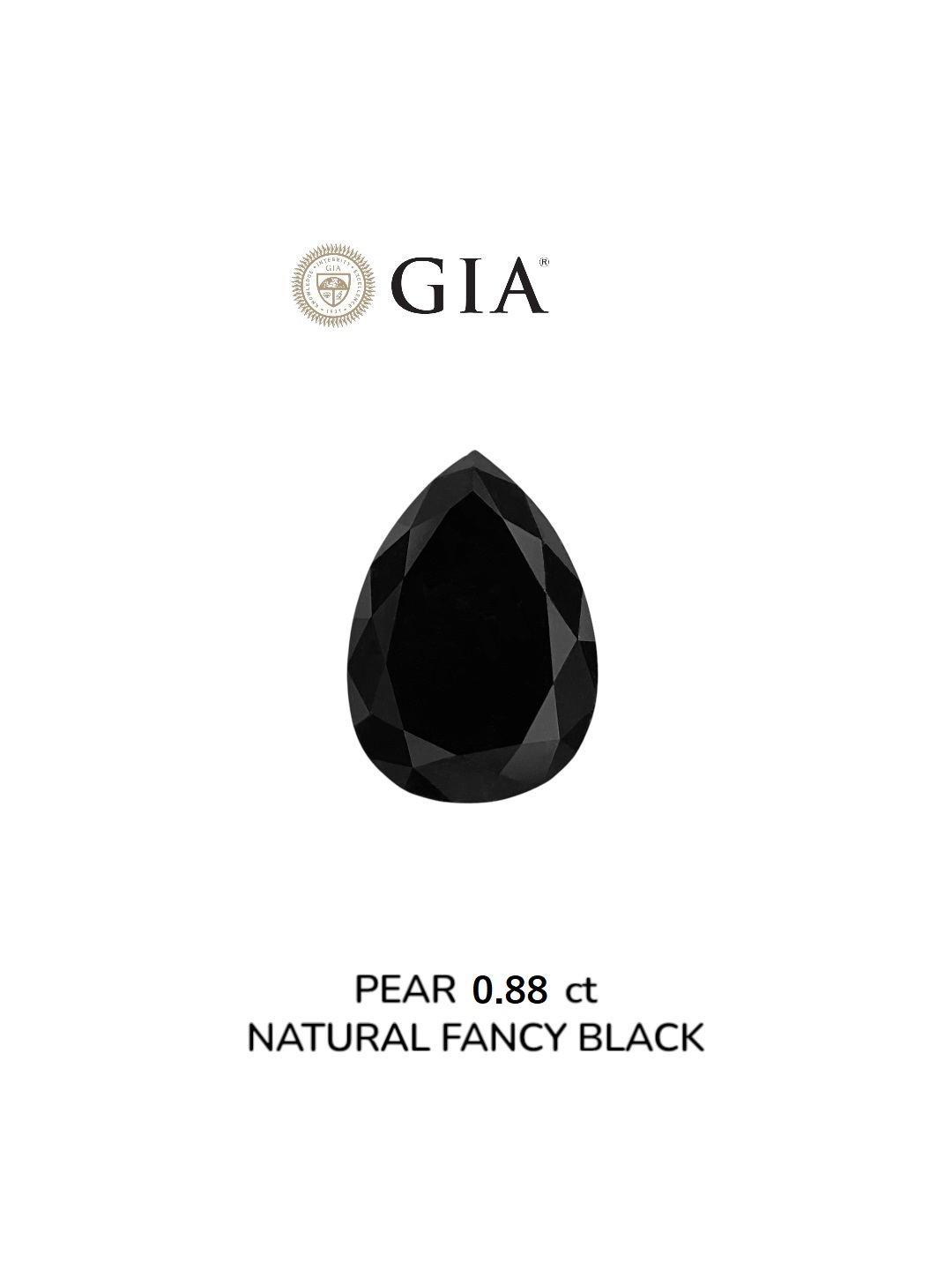 GIA 0.88 Carat Natural Fancy Black Pear Diamond SE-8947GN