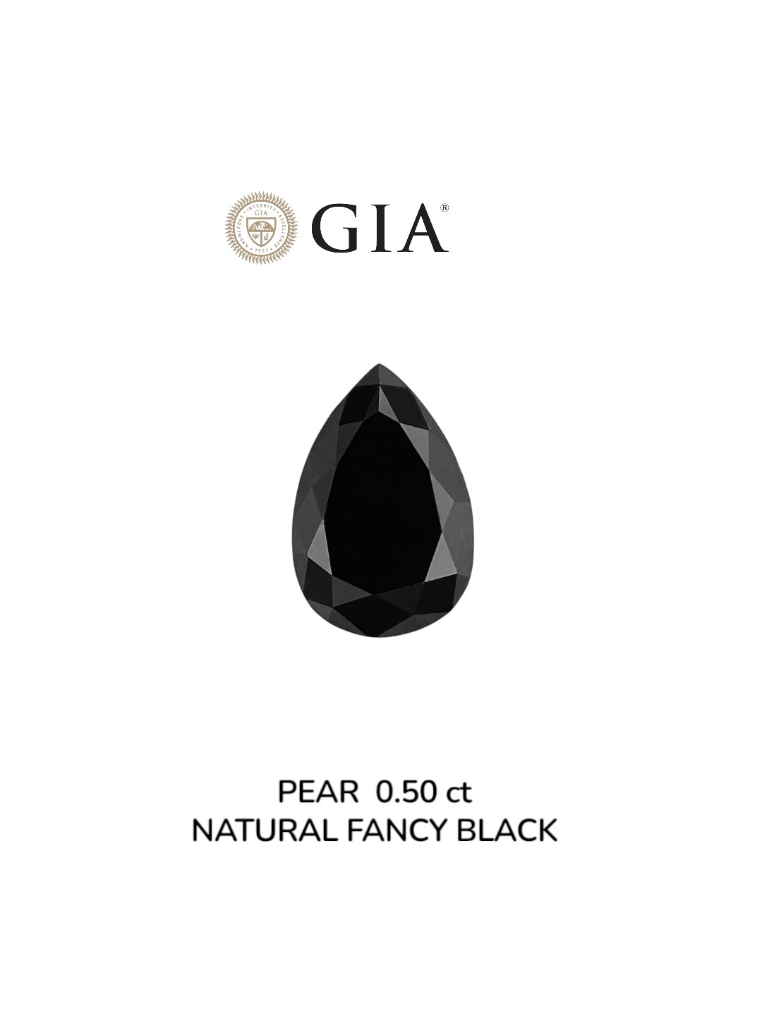 GIA 0.50 Carat Natural Fancy Black Pear Diamond SE-8955GN