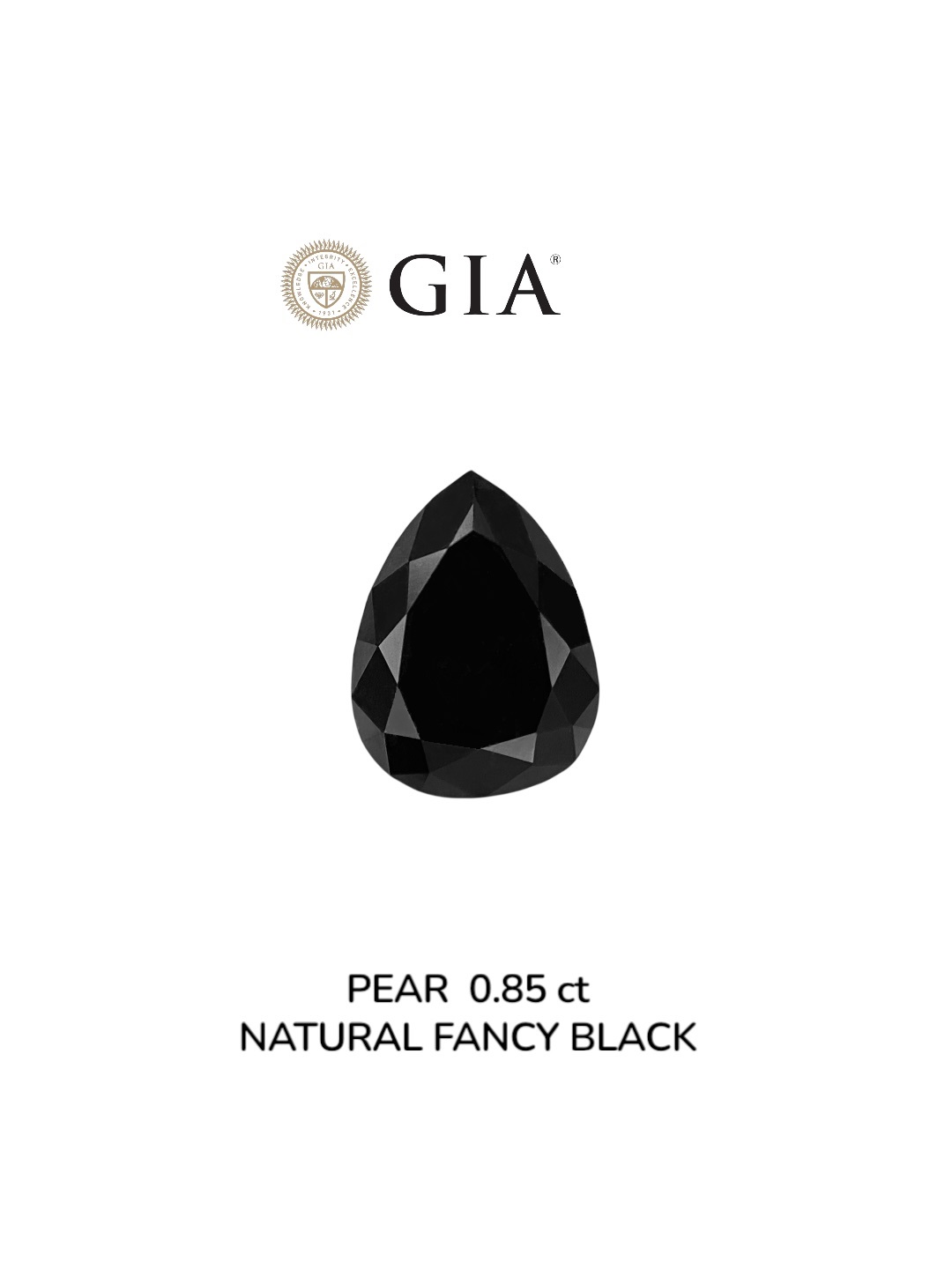 GIA 0.85 Carat Natural Fancy Black Pear Diamond SE-8966GN