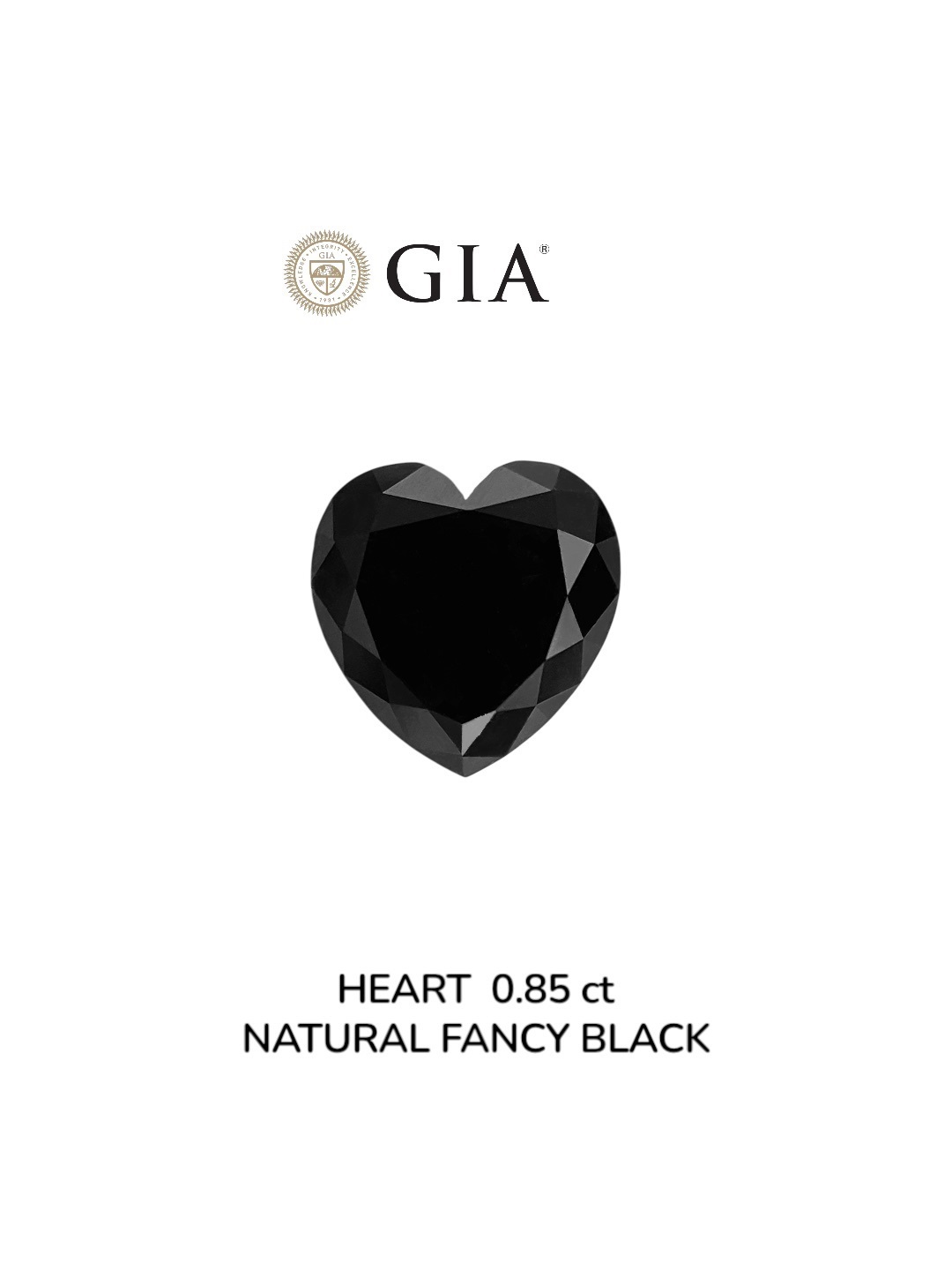 GIA 0.85 Carat Natural Fancy Black Heart Diamond SE-8967GN
