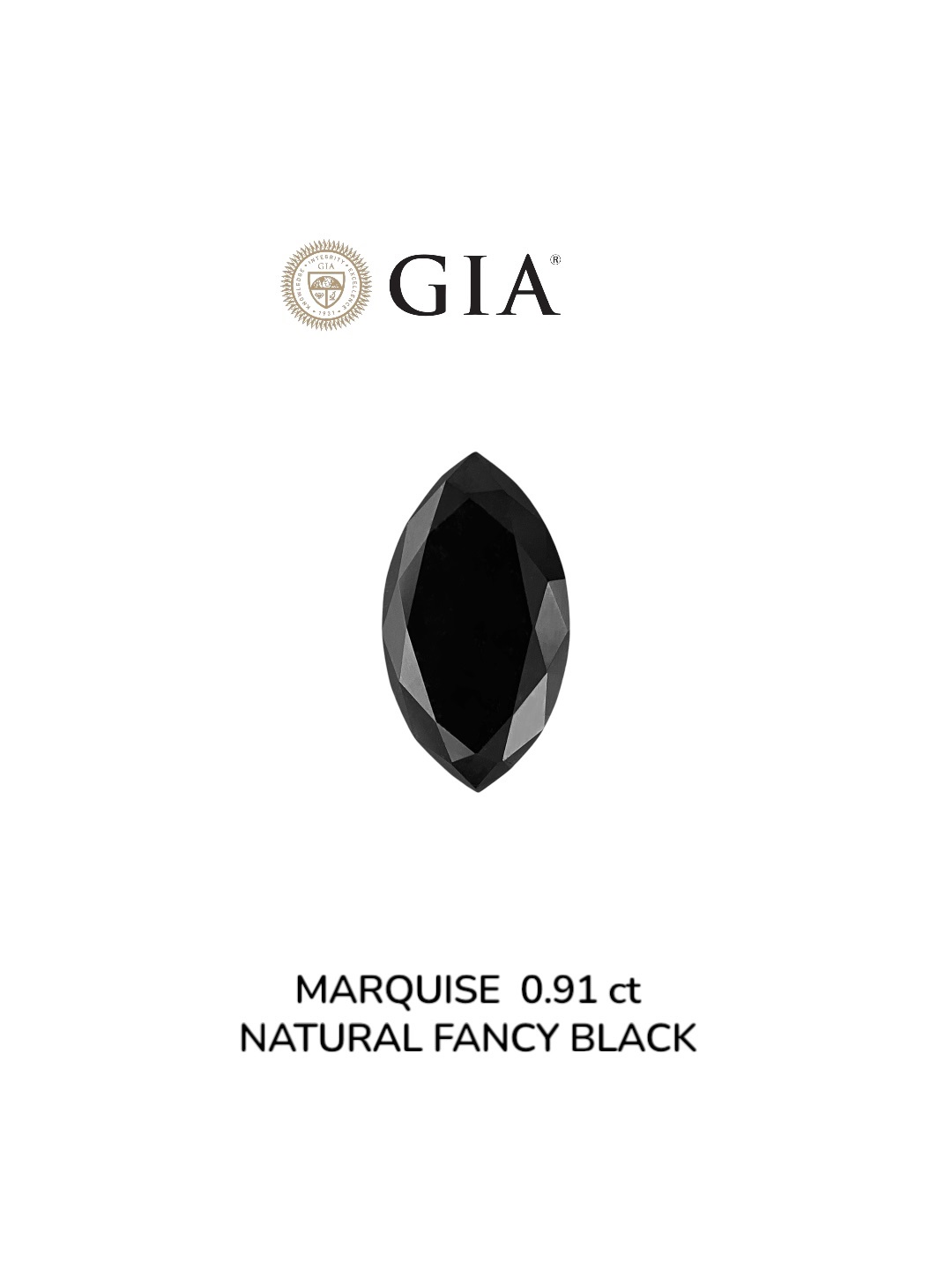 GIA 0.91 Carat Natural Fancy Black Marquise Diamond SE-8968GN