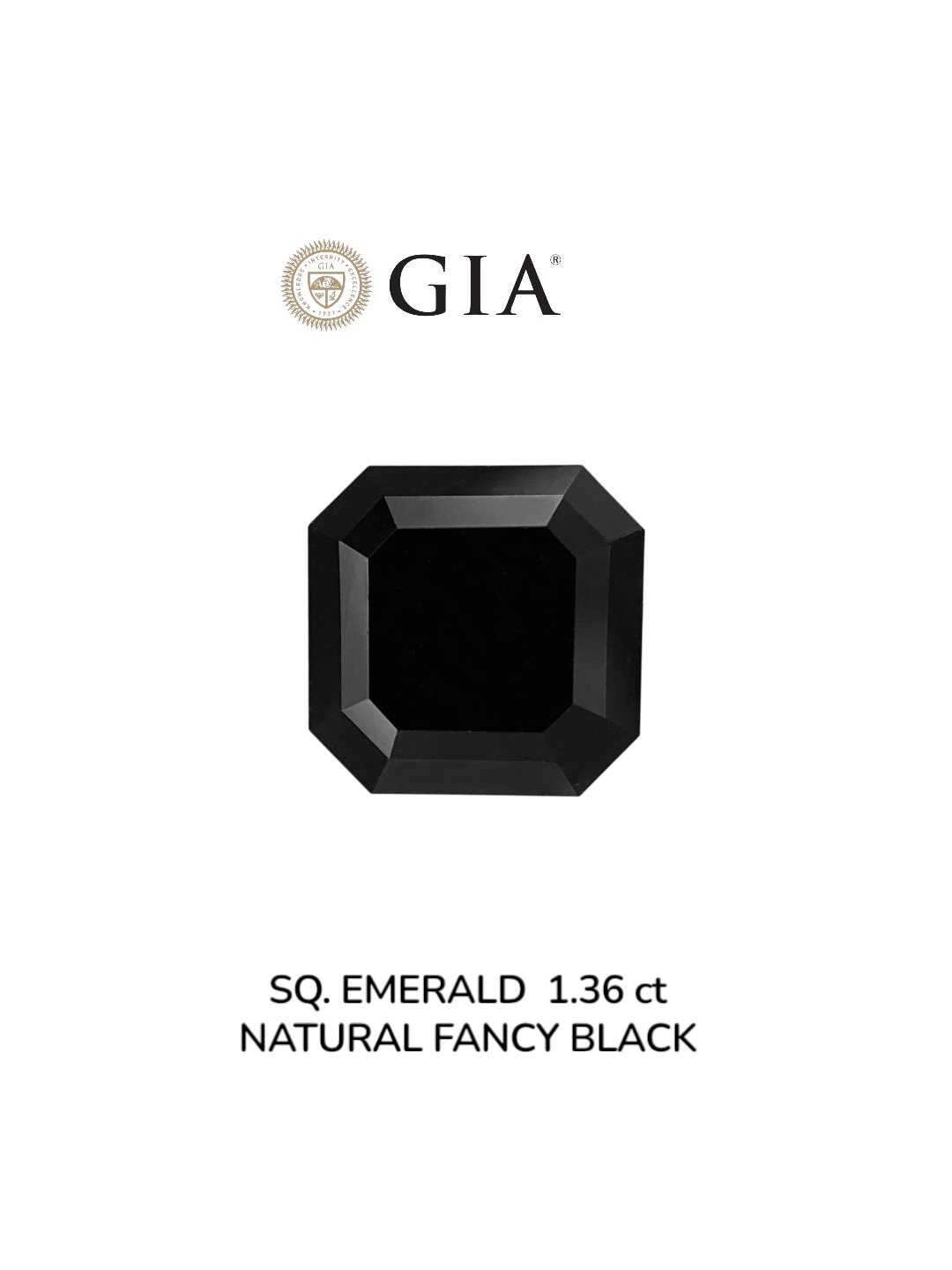 GIA 1.36 Carat Natural Fancy Black Sq emerald Diamond SE-8969GN