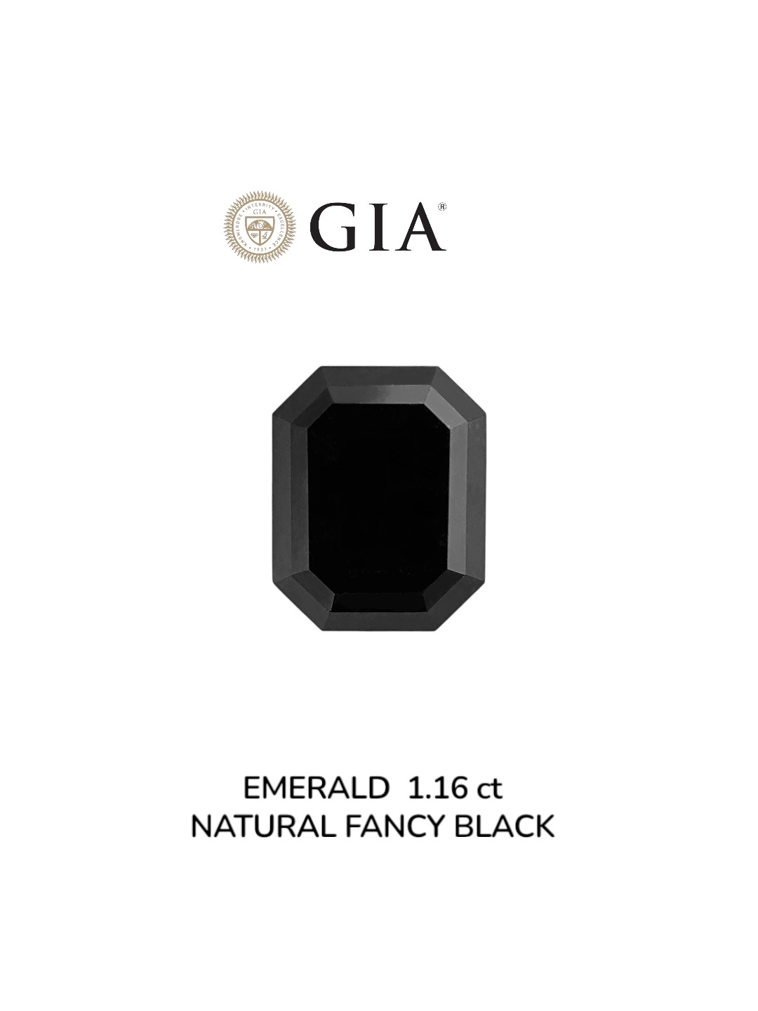 GIA 1.16 Carat Natural Fancy Black Emerald Diamond SE-8972GN