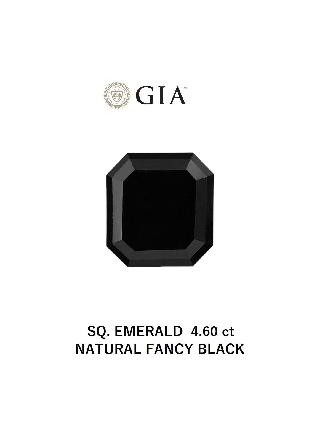 GIA 4.60 Carat Natural Fancy Black Sq emerald Diamond SE-8989GN