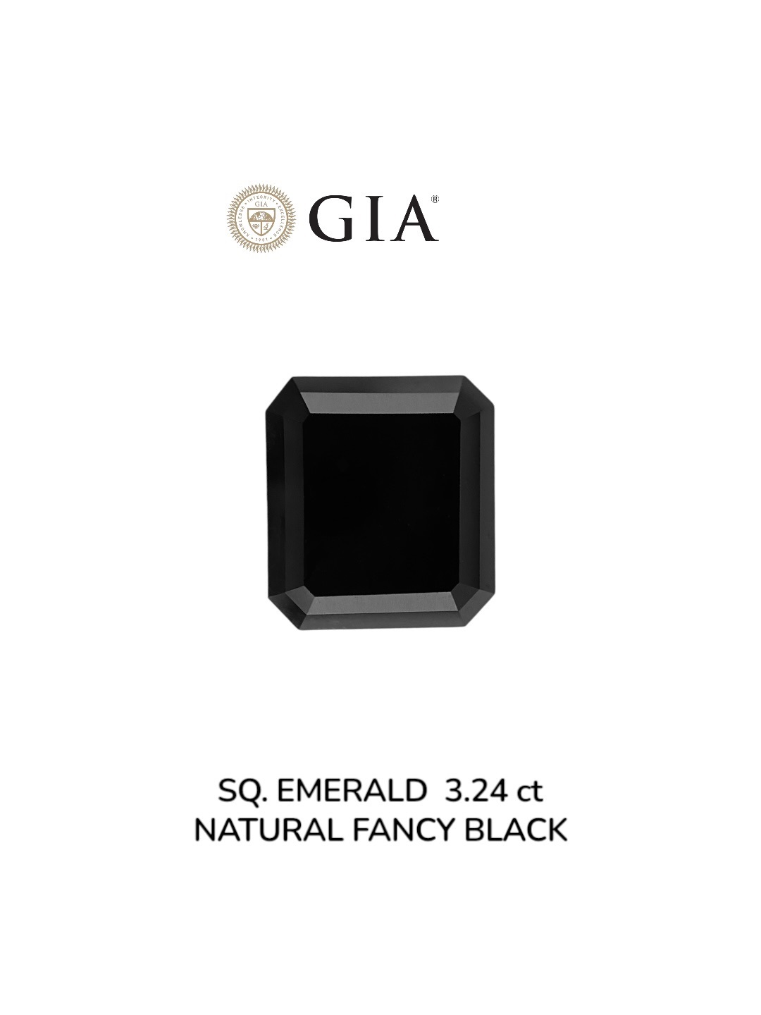 GIA 3.24 Carat Natural Fancy Black Sq emerald Diamond SE-8991GN