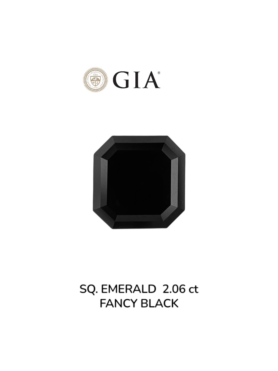 IGI 2.06 Carat Natural Fancy Black Sq emerald Diamond SE-8994IN