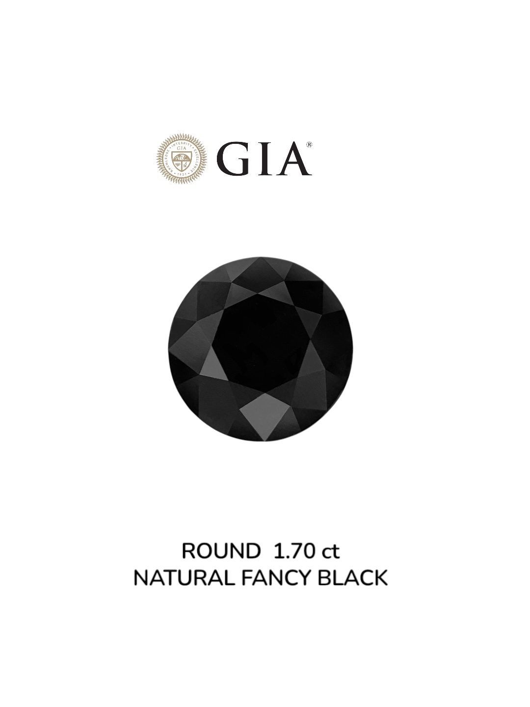 GIA 1.70 Carat Natural Fancy Black Round Diamond SE-9002GN