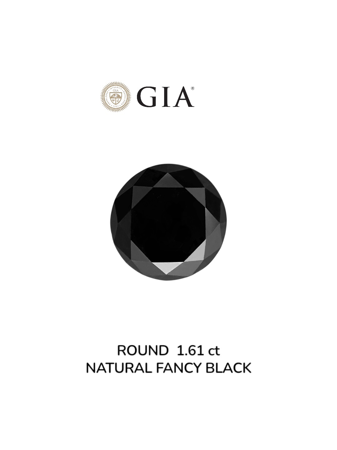 GIA 1.61 Carat Natural Fancy Black Round Diamond SE-9003GN