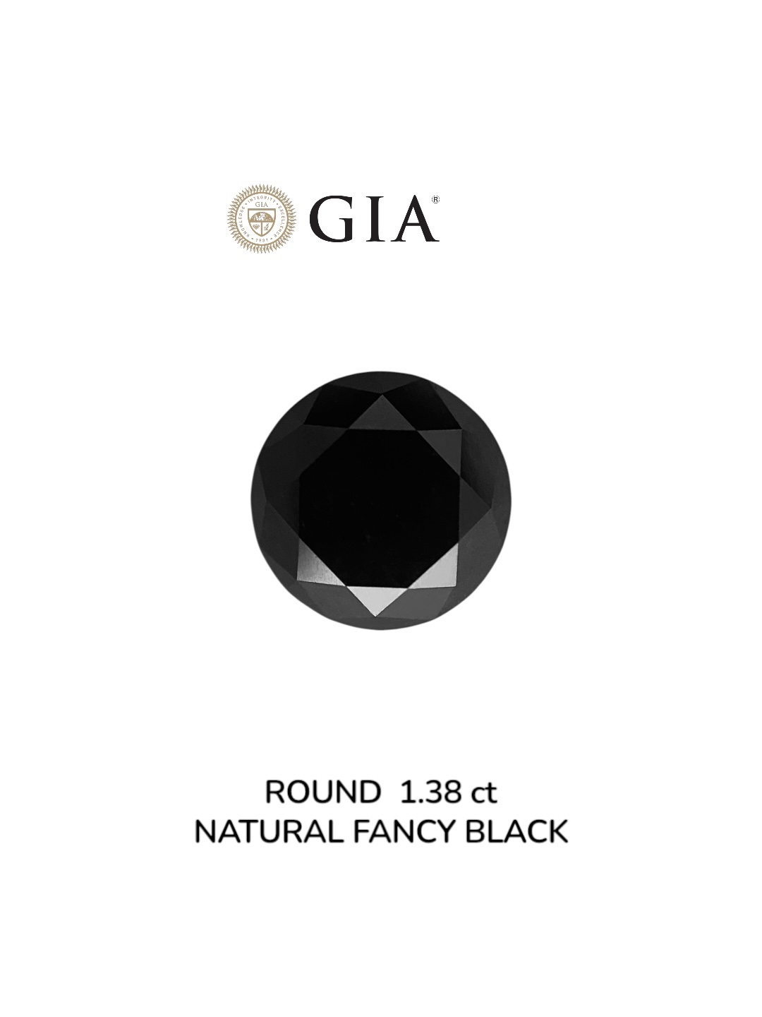 GIA 1.38 Carat Natural Fancy Black Round Diamond SE-9005GN