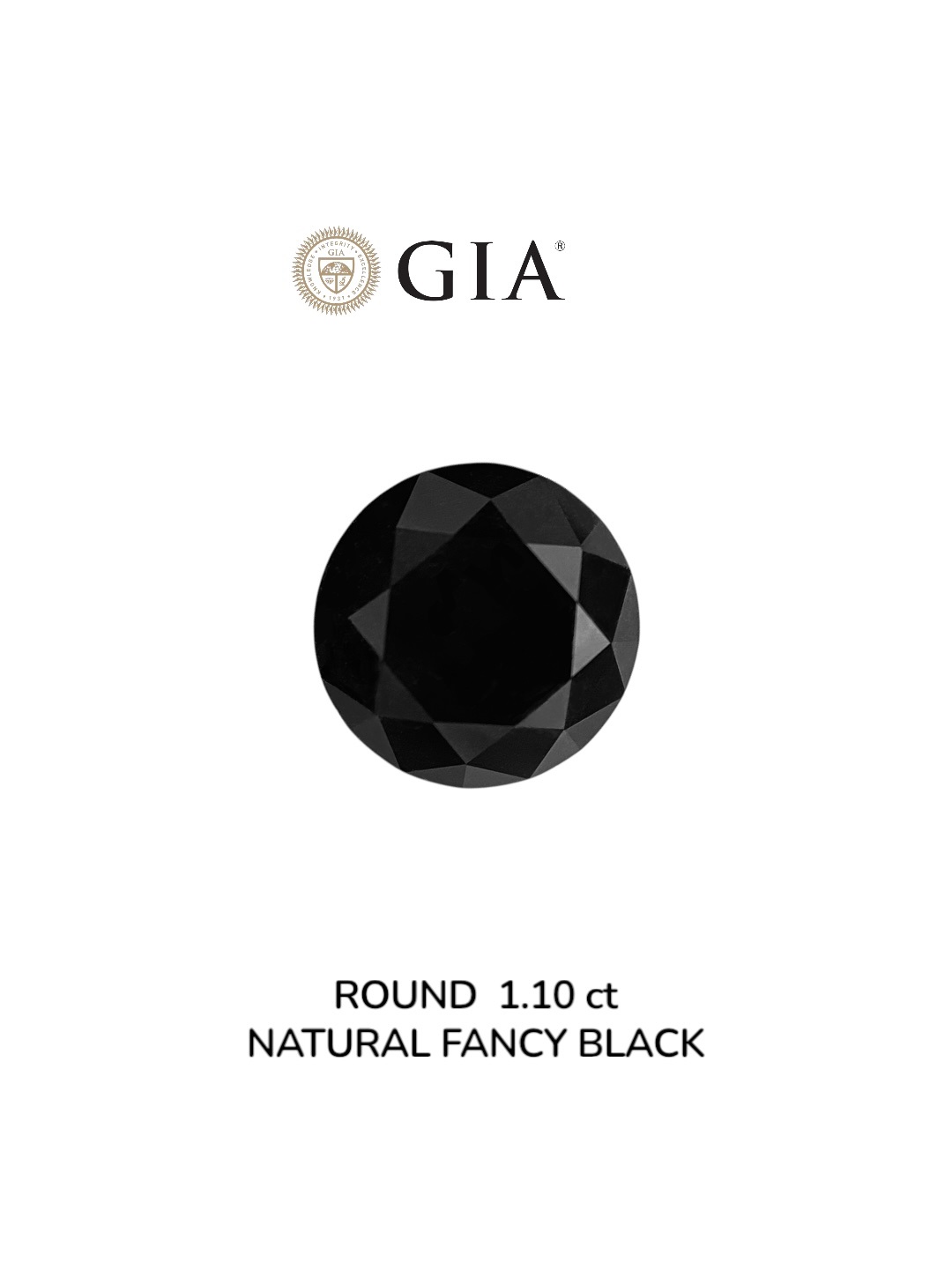 GIA 1.10 Carat Natural Fancy Black Round Diamond SE-9006GN