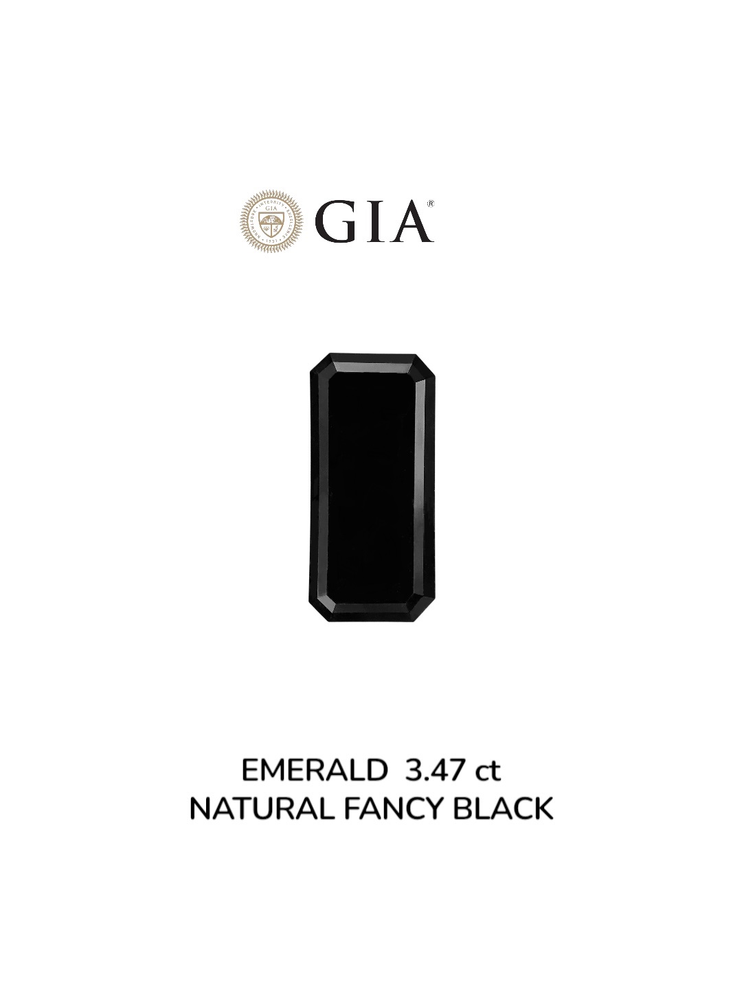 GIA 3.47 Carat Natural Fancy Black Emerald Diamond SE-9011GN