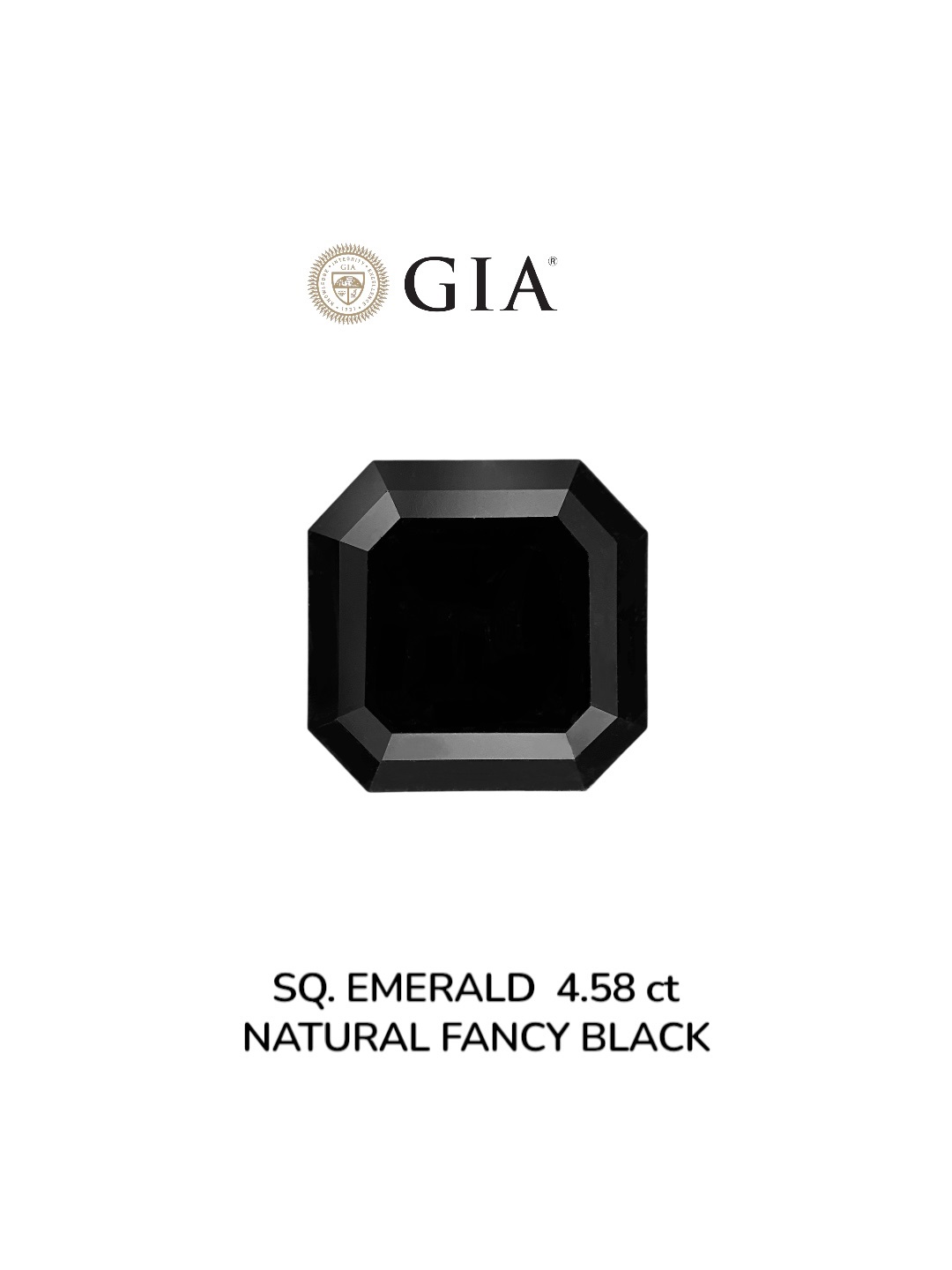 GIA 4.58 Carat Natural Fancy Black Sq emerald Diamond SE-9014GN