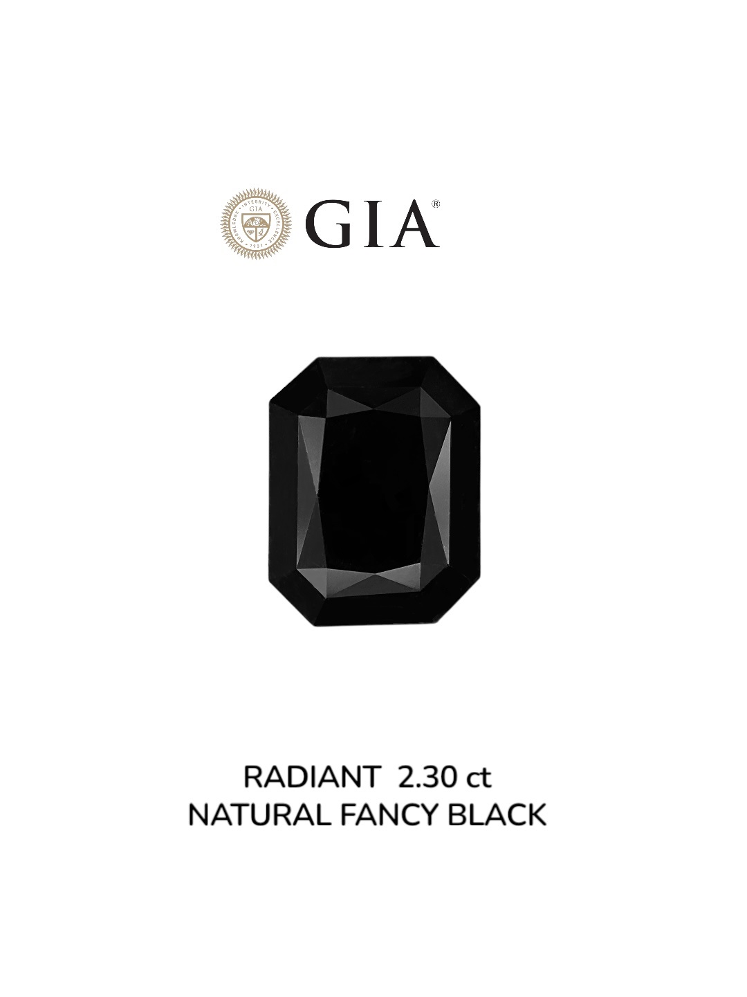 GIA 2.30 Carat Natural Fancy Black Radiant Diamond SE-9016GN
