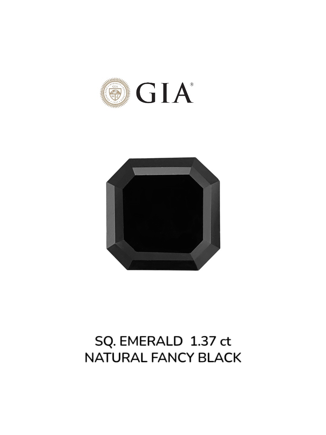 GIA 1.37 Carat Natural Fancy Black Sq emerald Diamond SE-9034GN