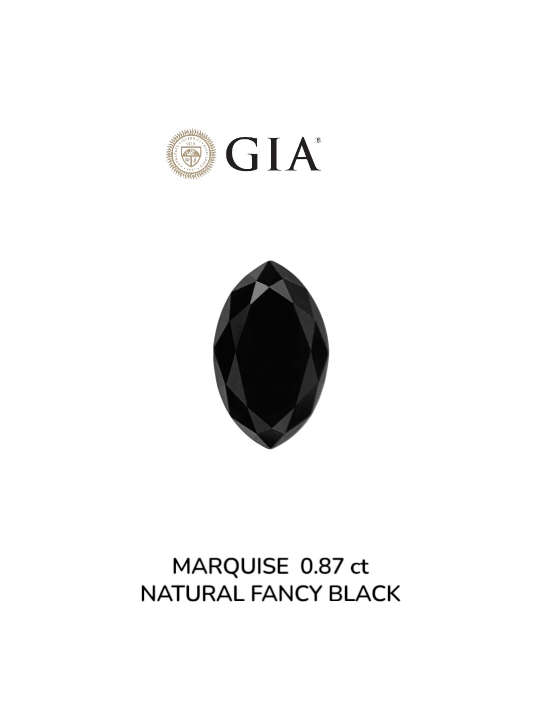 GIA 0.87 Carat Natural Fancy Black Marquise Diamond