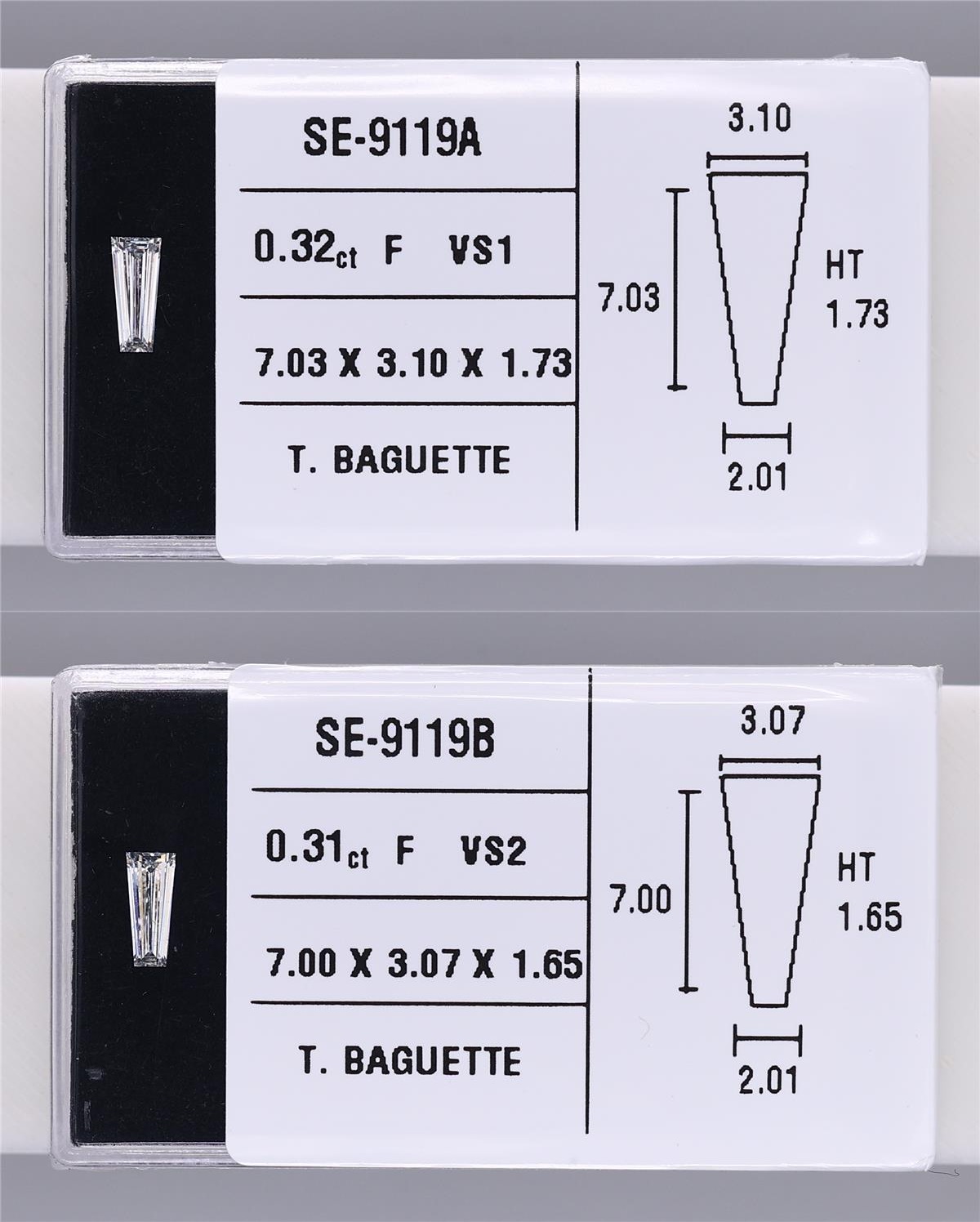 0.63 Carat Natural F VS2 Tapered baguette Diamond SE-9119