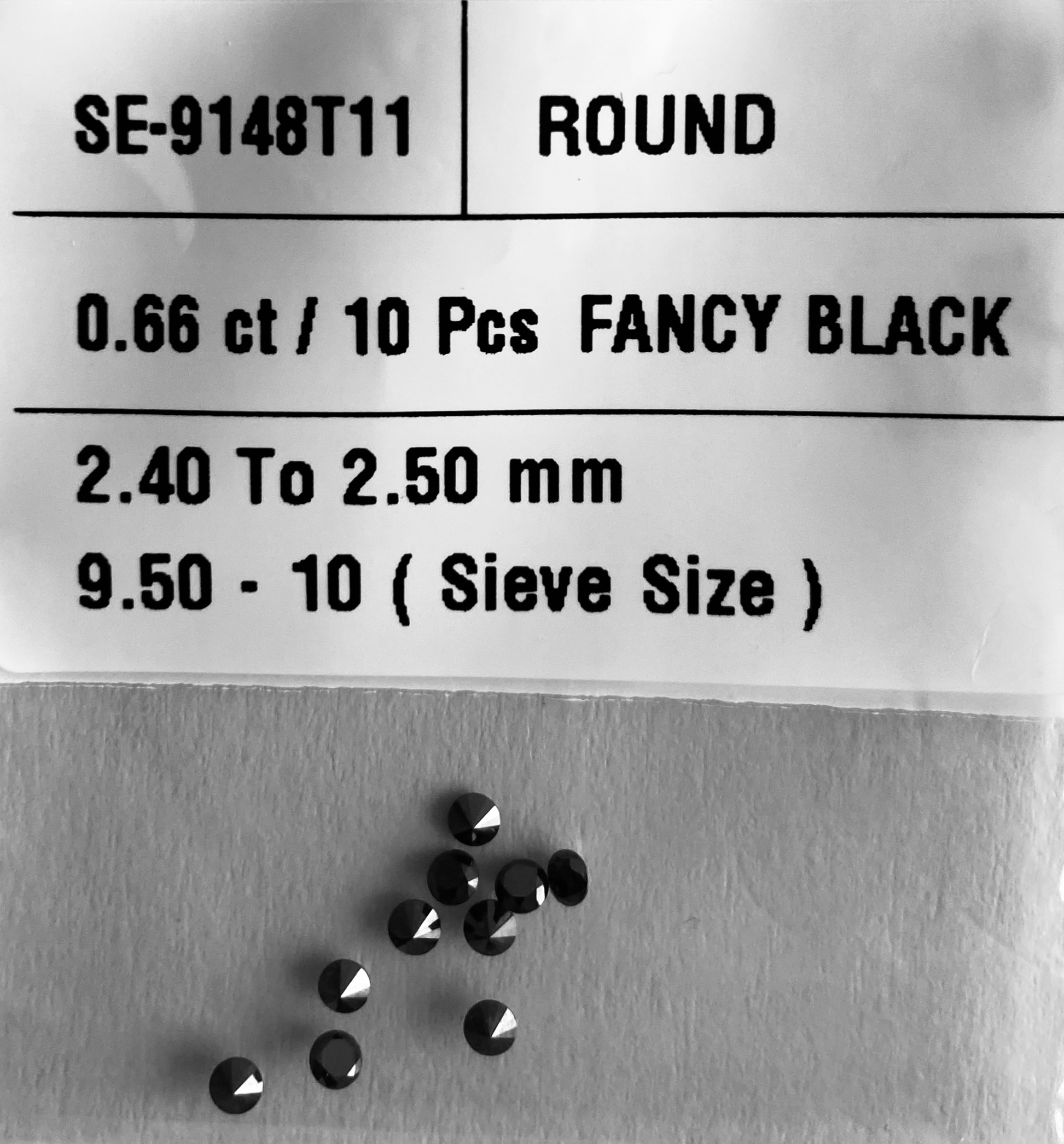 0.66 Carat Natural Fancy Black Round Diamond SE-9148T11