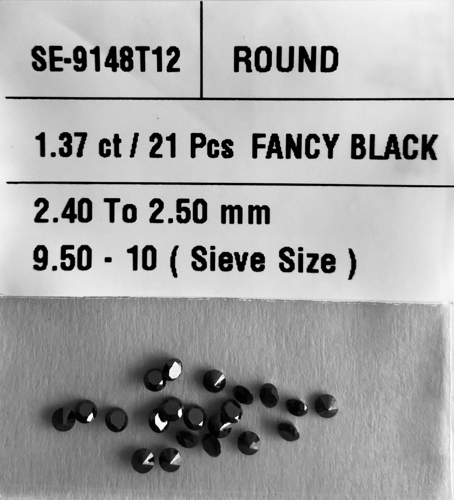 1.37 Carat Natural Fancy Black Round Diamond SE-9148T12