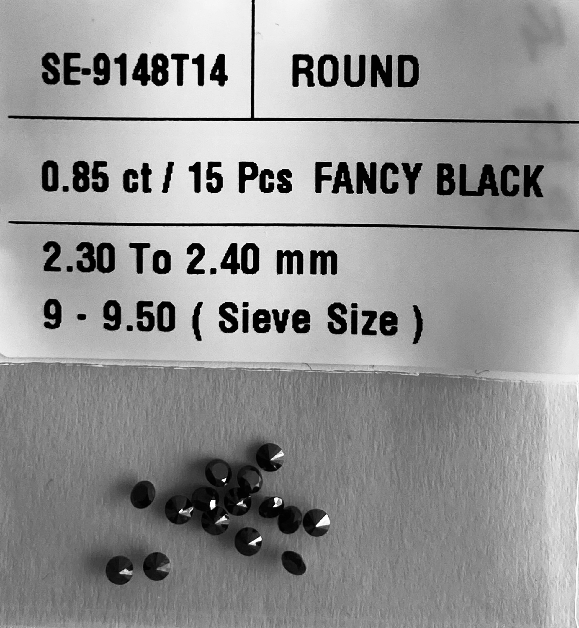 0.85 Carat Natural Fancy Black Round Diamond SE-9148T14