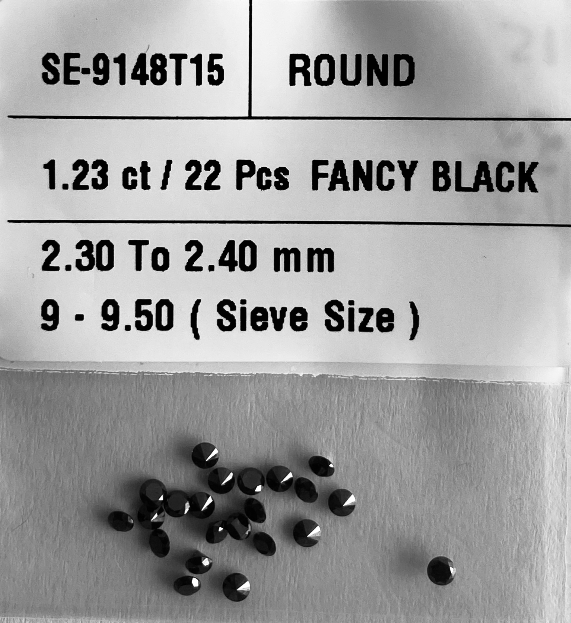 1.23 Carat Natural Fancy Black Round Diamond SE-9148T15