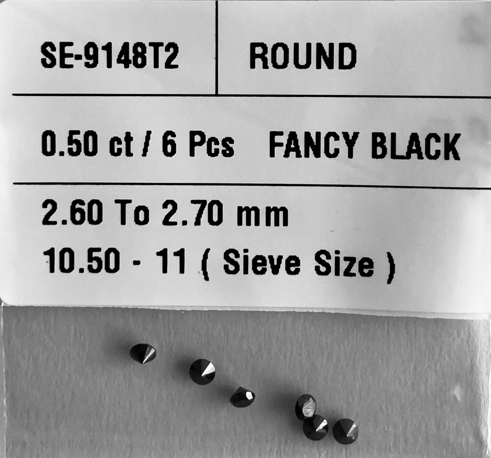 0.50 Carat Natural Fancy Black Round Diamond SE-9148T2