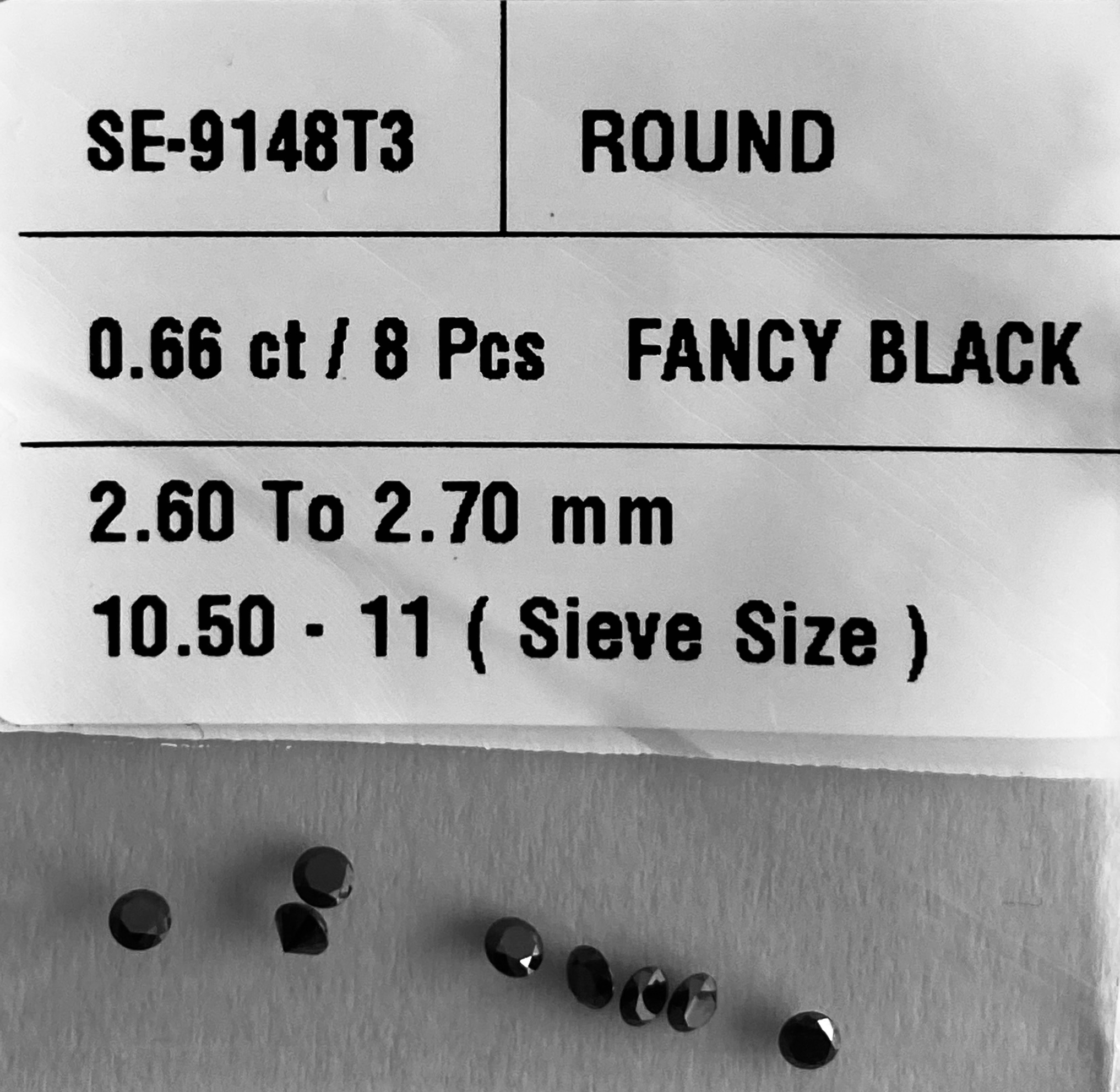 0.66 Carat Natural Fancy Black Round Diamond SE-9148T3