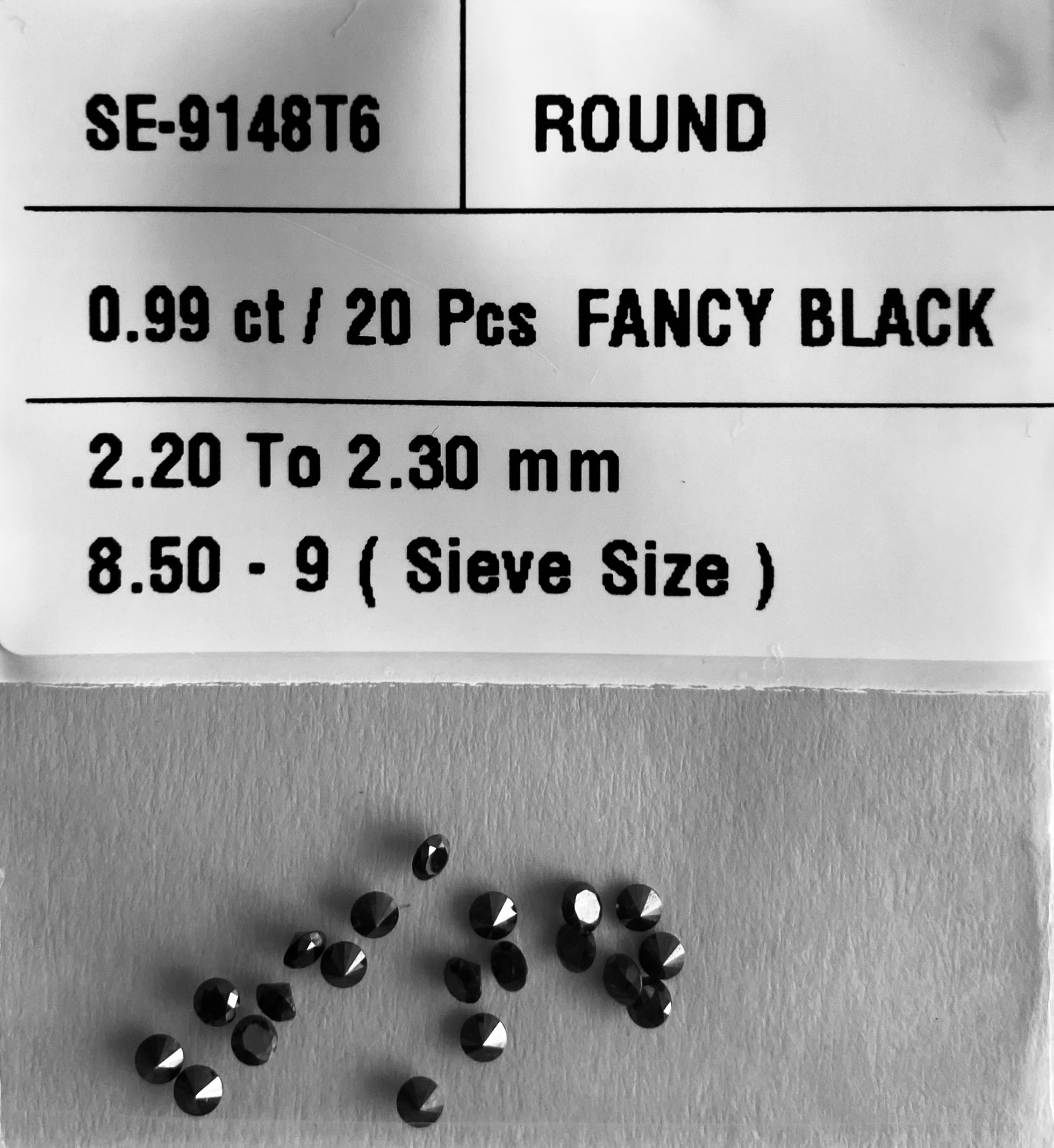 0.99 Carat Natural Fancy Black Round Diamond SE-9148T6