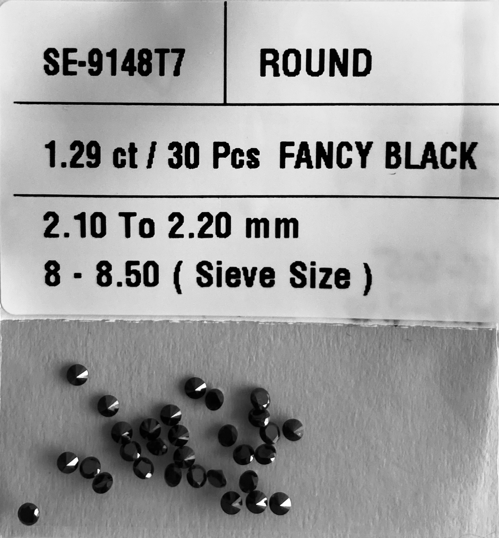 1.29 Carat Natural Fancy Black Round Diamond SE-9148T7