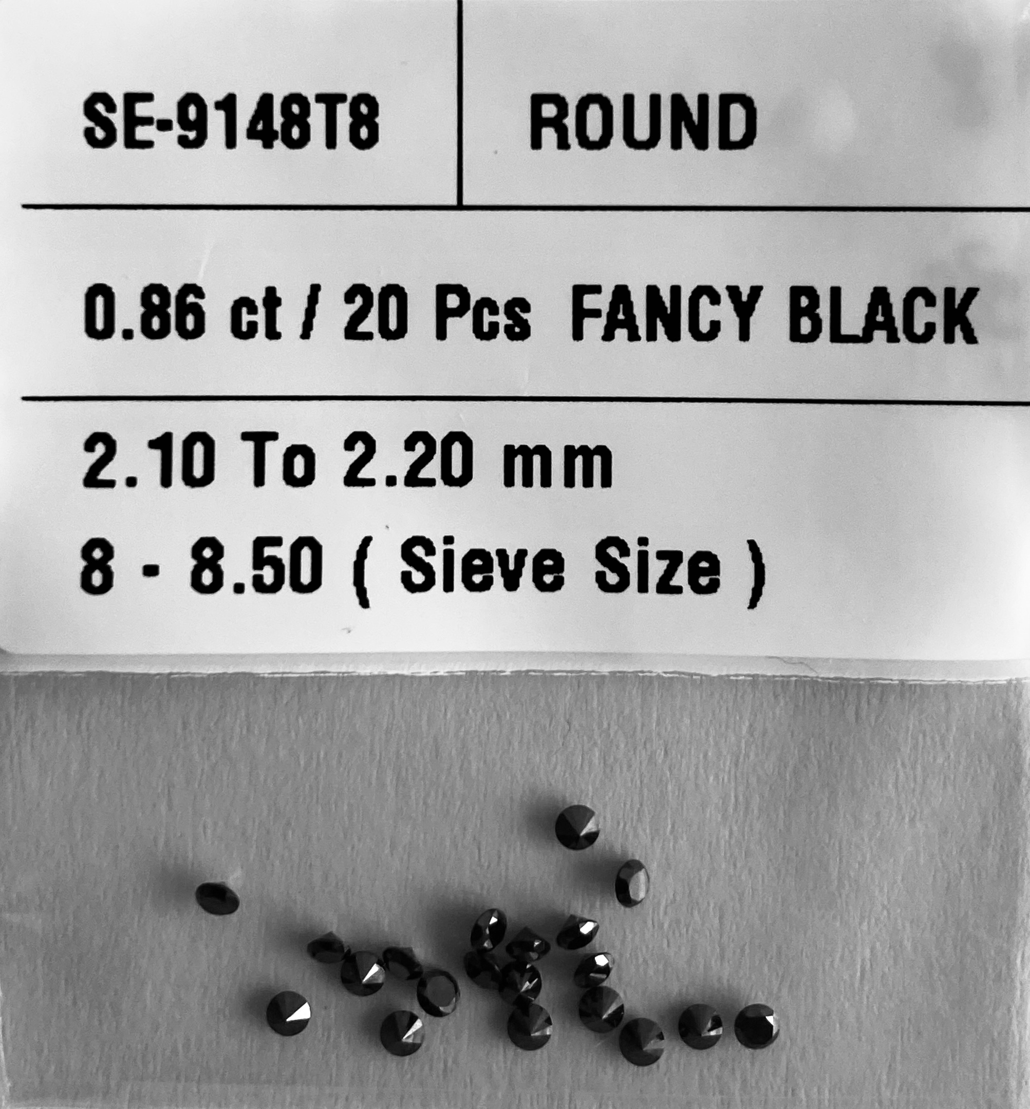0.86 Carat Natural Fancy Black Round Diamond SE-9148T8