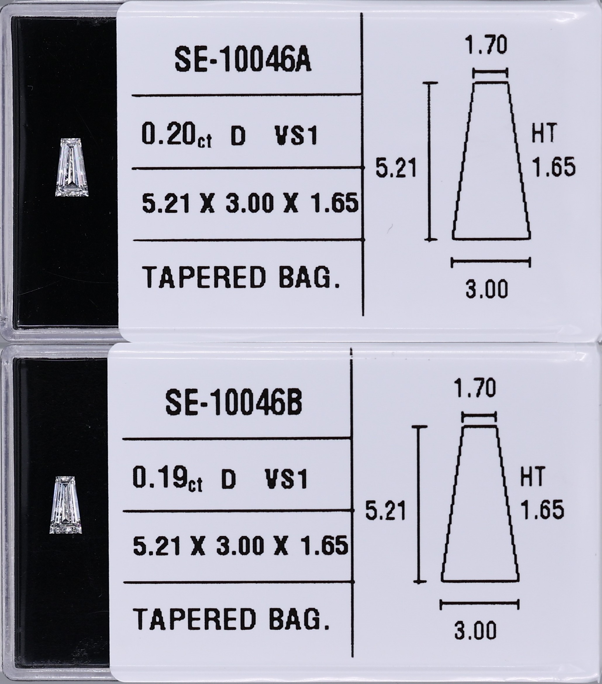 0.20 Carat Natural D VS1 Tapered baguette Diamond SE-10046A