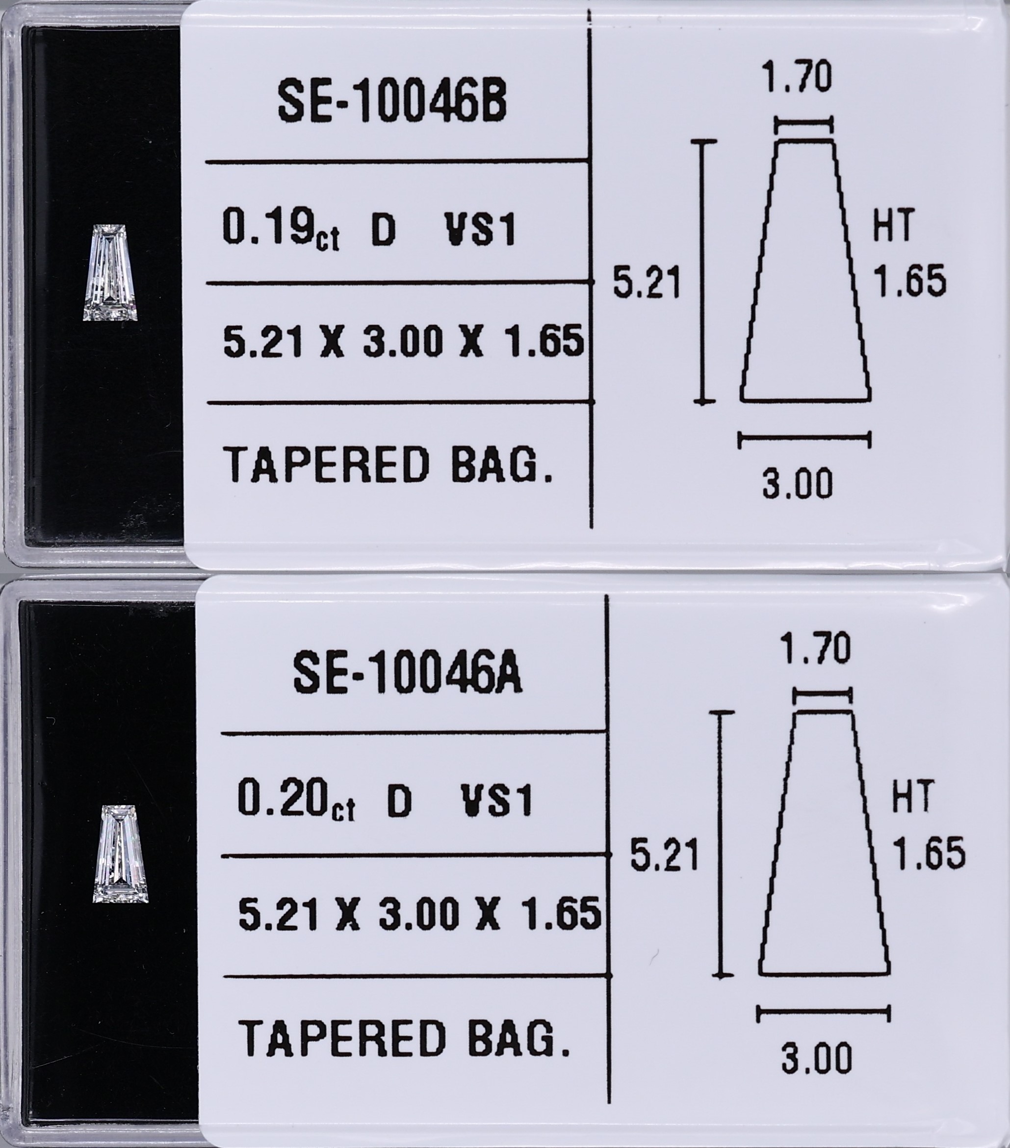 0.19 Carat Natural D VS1 Tapered baguette Diamond SE-10046B