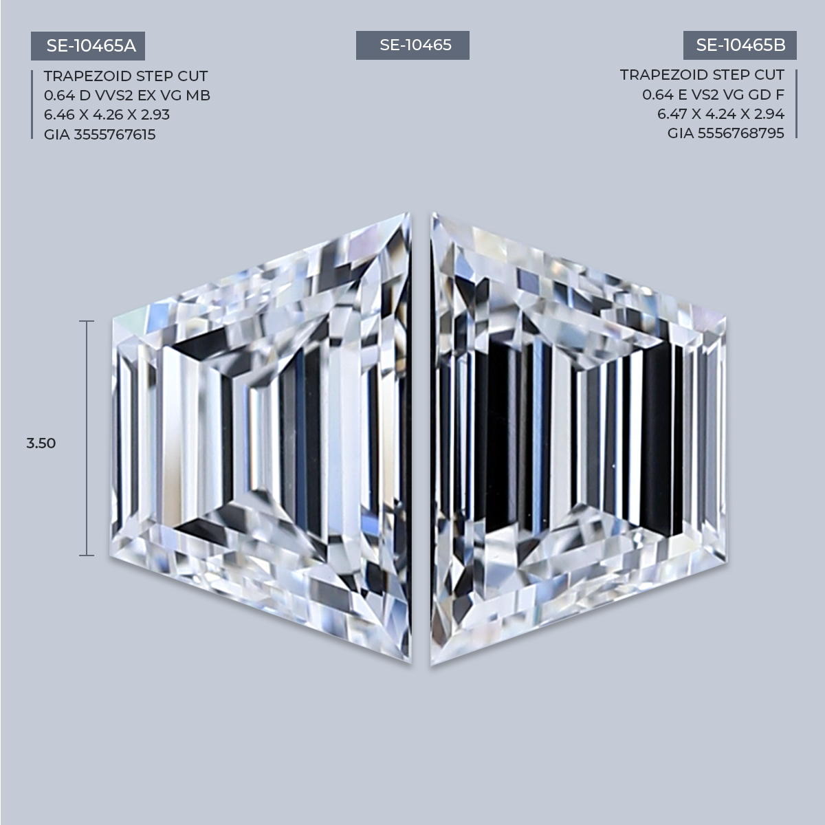 0.64 Carat Natural E VVS2 Trapezoid Diamond SE-10465A