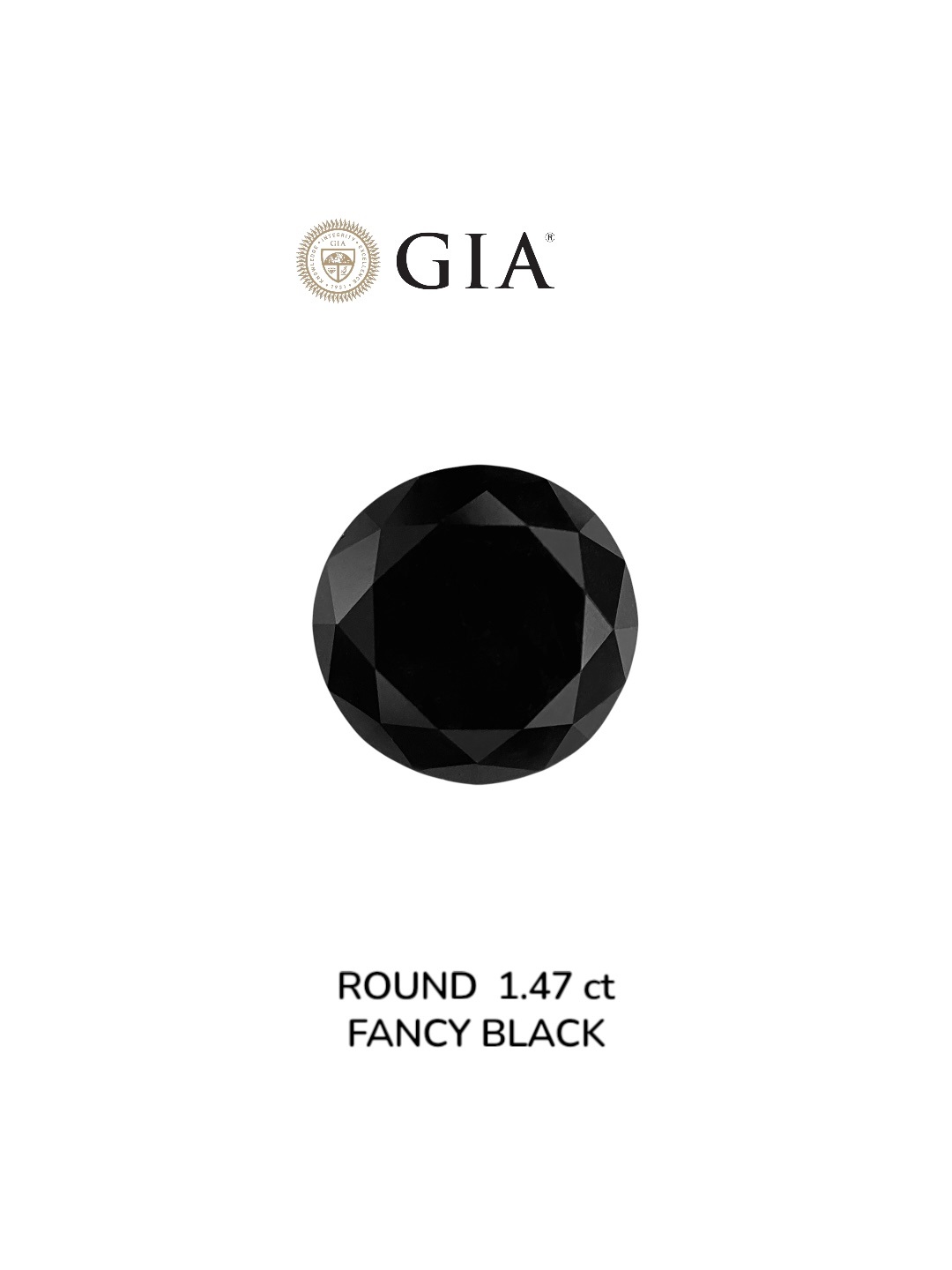 IGI 1.47 Carat Natural Fancy Black Round Diamond SE-8774IN