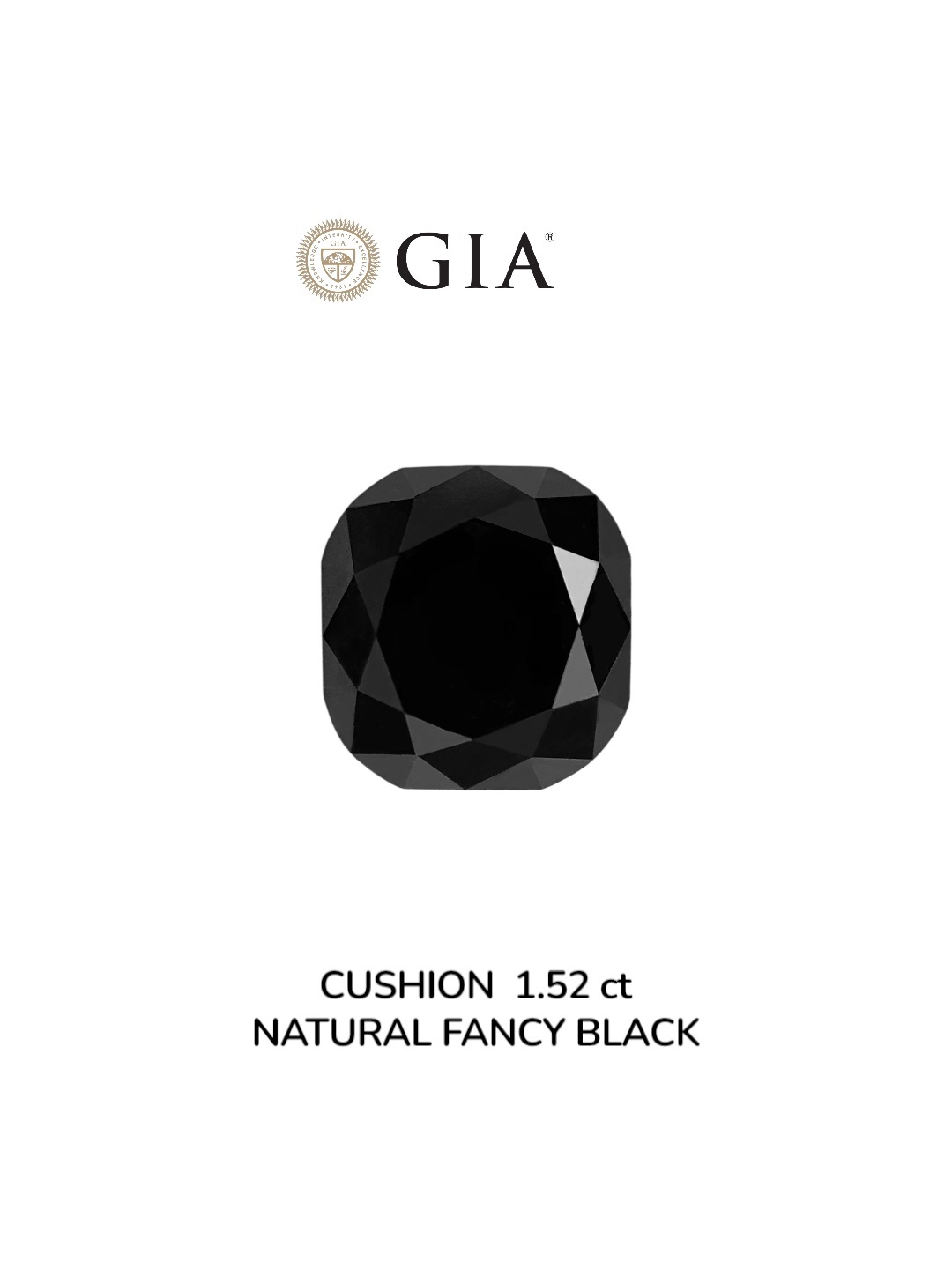 GIA 1.52 Carat Natural Fancy Black Cushion Diamond SE-8810GN