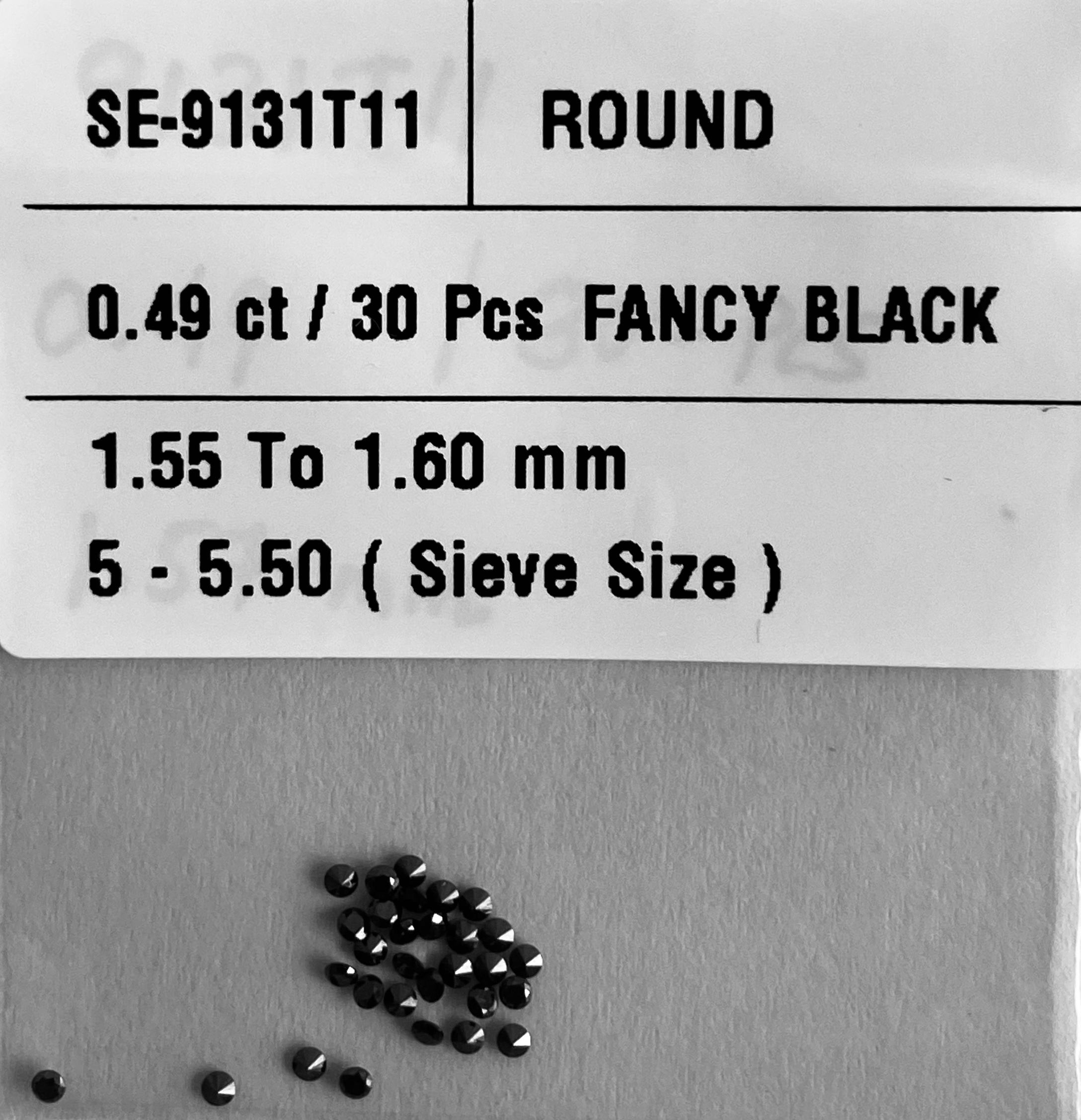 0.49 Carat Natural Fancy Black Round Diamond SE-9131T11