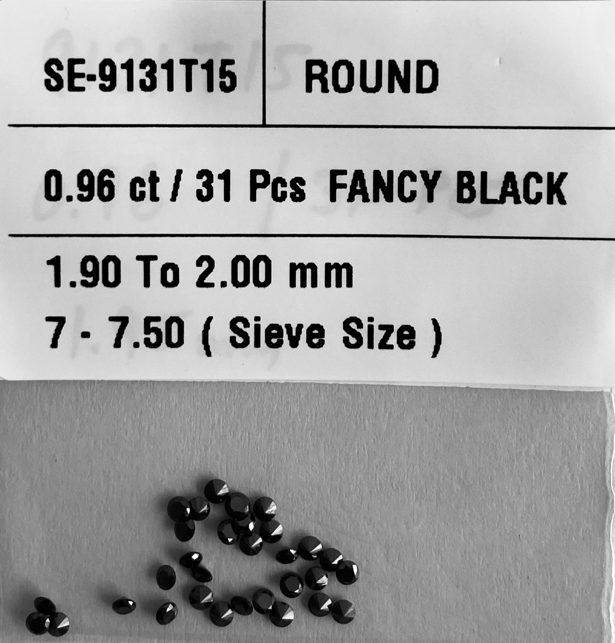 0.96 Carat Natural Fancy Black Round Diamond SE-9131T15
